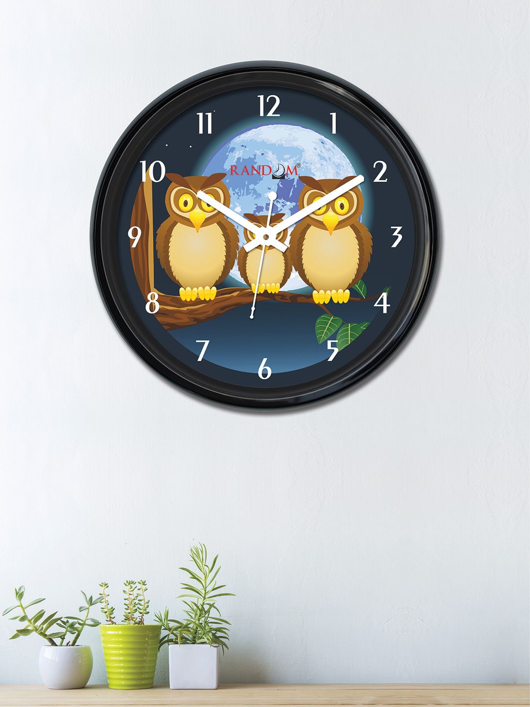 RANDOM Navy Blue & Brown Dial 30 cm x 30 cm Round Printed Analogue Wall Clock Price in India
