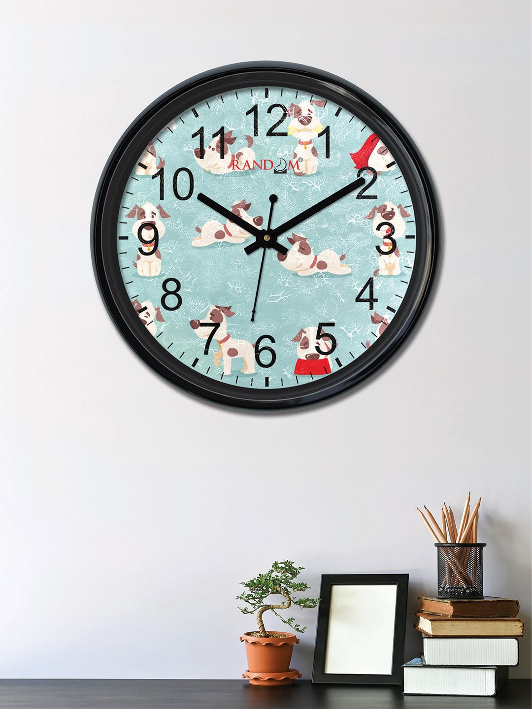 RANDOM Sea Green & Off-White Round Printed 30cm Analogue Wall Clock Price in India