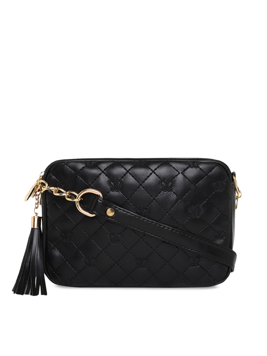 KLEIO Black Textured Sling Bag Price in India