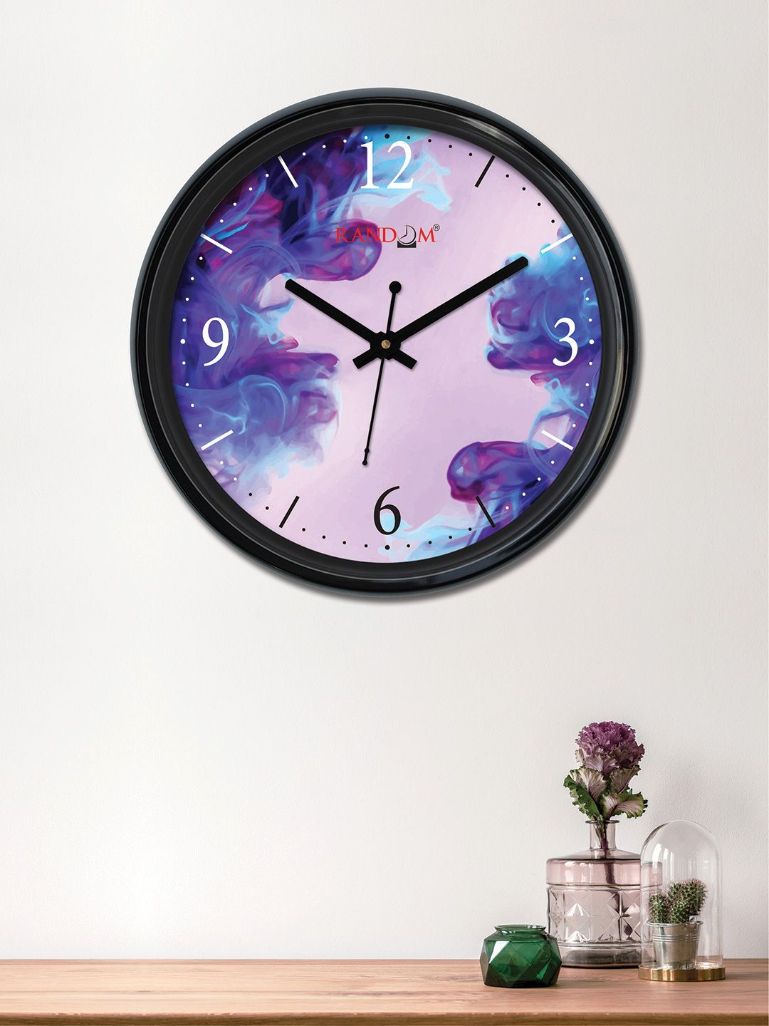 RANDOM Lavender & Blue Round Printed 30 cm Analogue Wall Clock Price in India