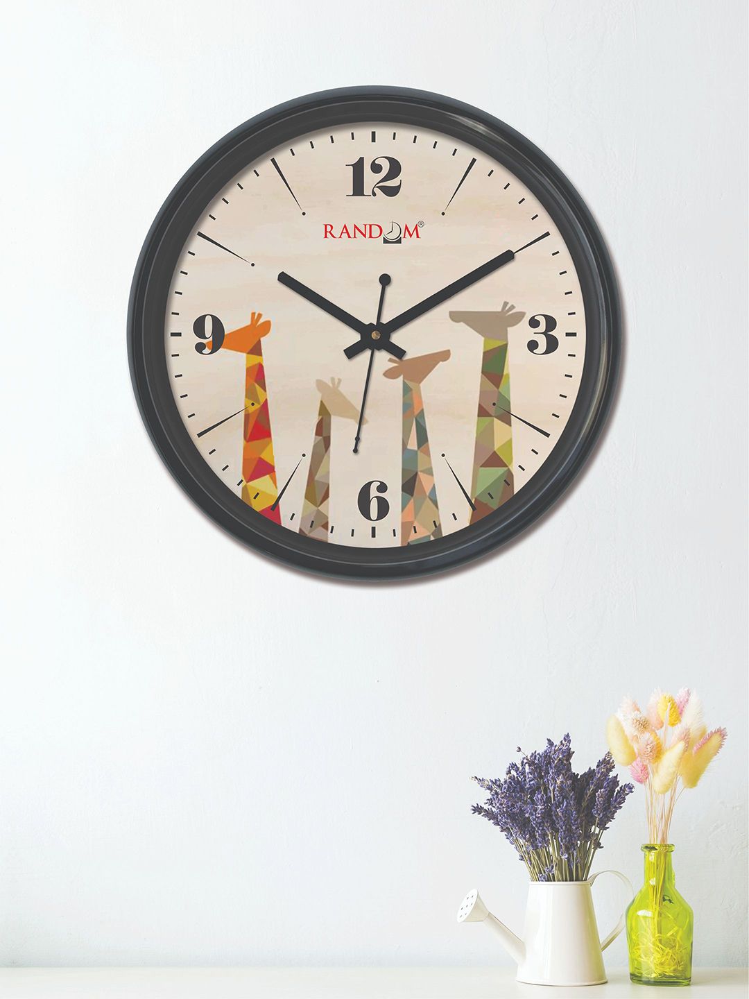 RANDOM Beige & Orange Round Printed 30 cm Analogue Wall Clock Price in India