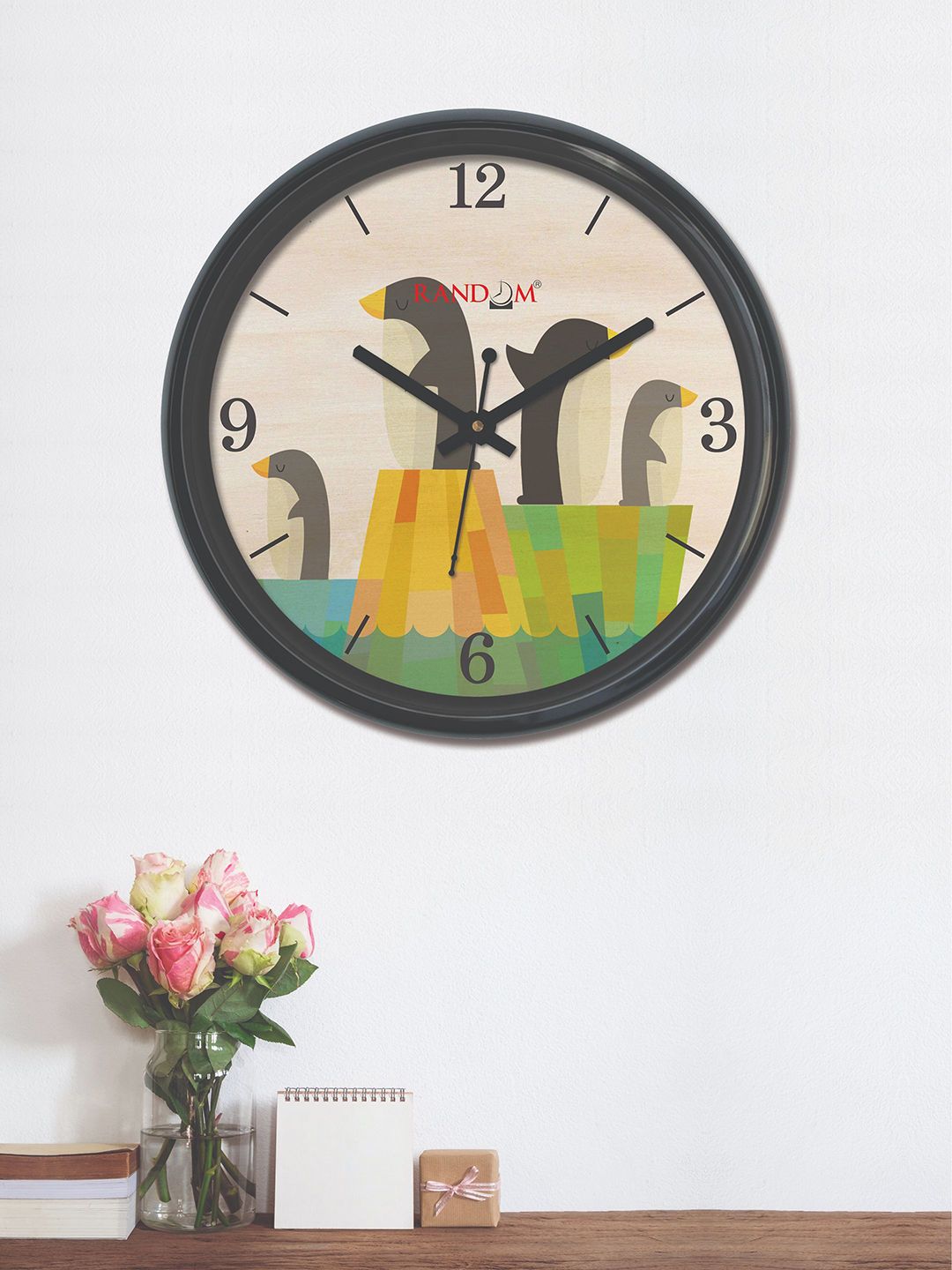 RANDOM Cream-Coloured & Coffee Brown Round Printed 30 cm Analogue Wall Clock Price in India