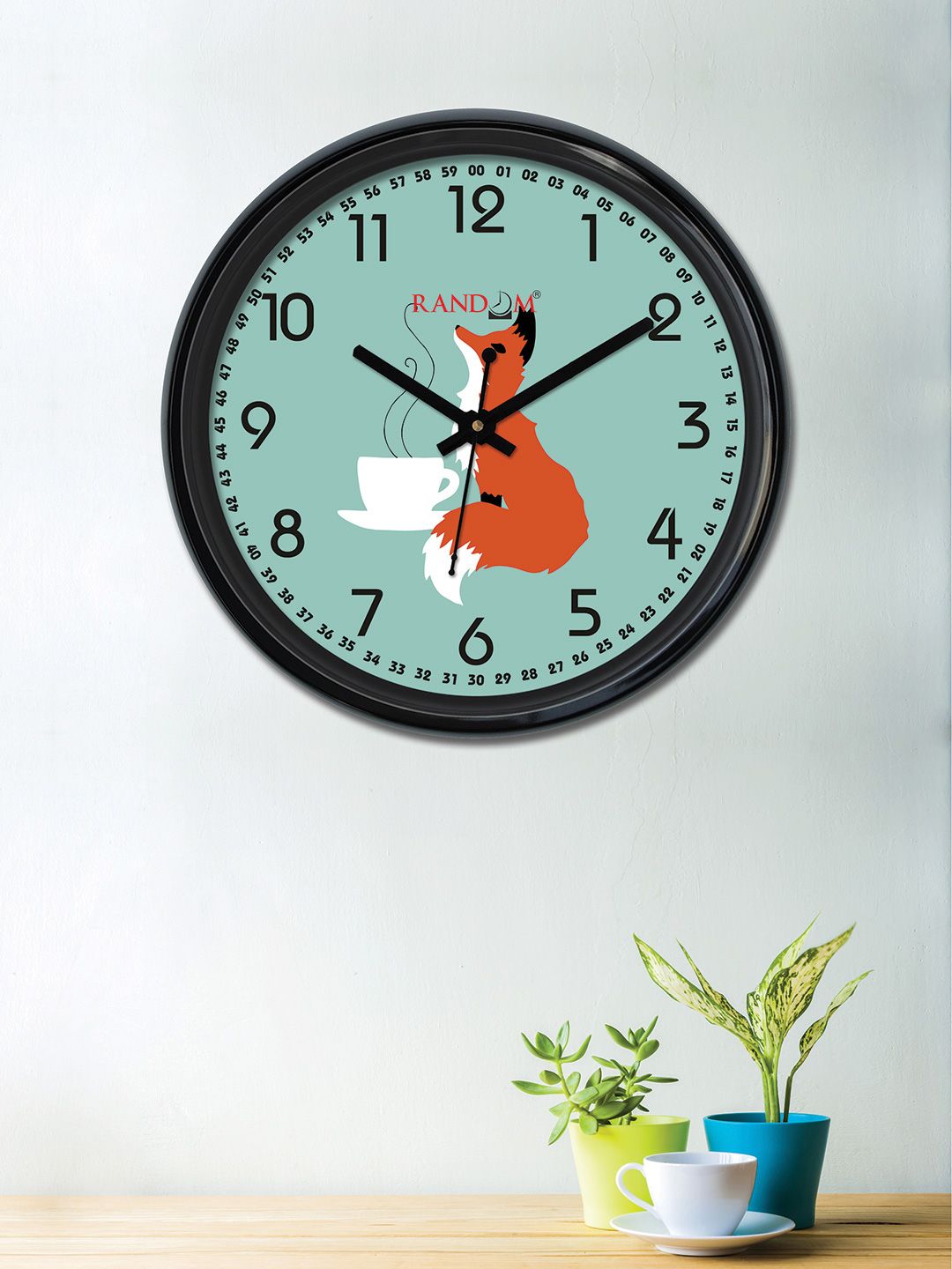 RANDOM Sea Green & Brown Round Printed 30 cm Analogue Wall Clock Price in India