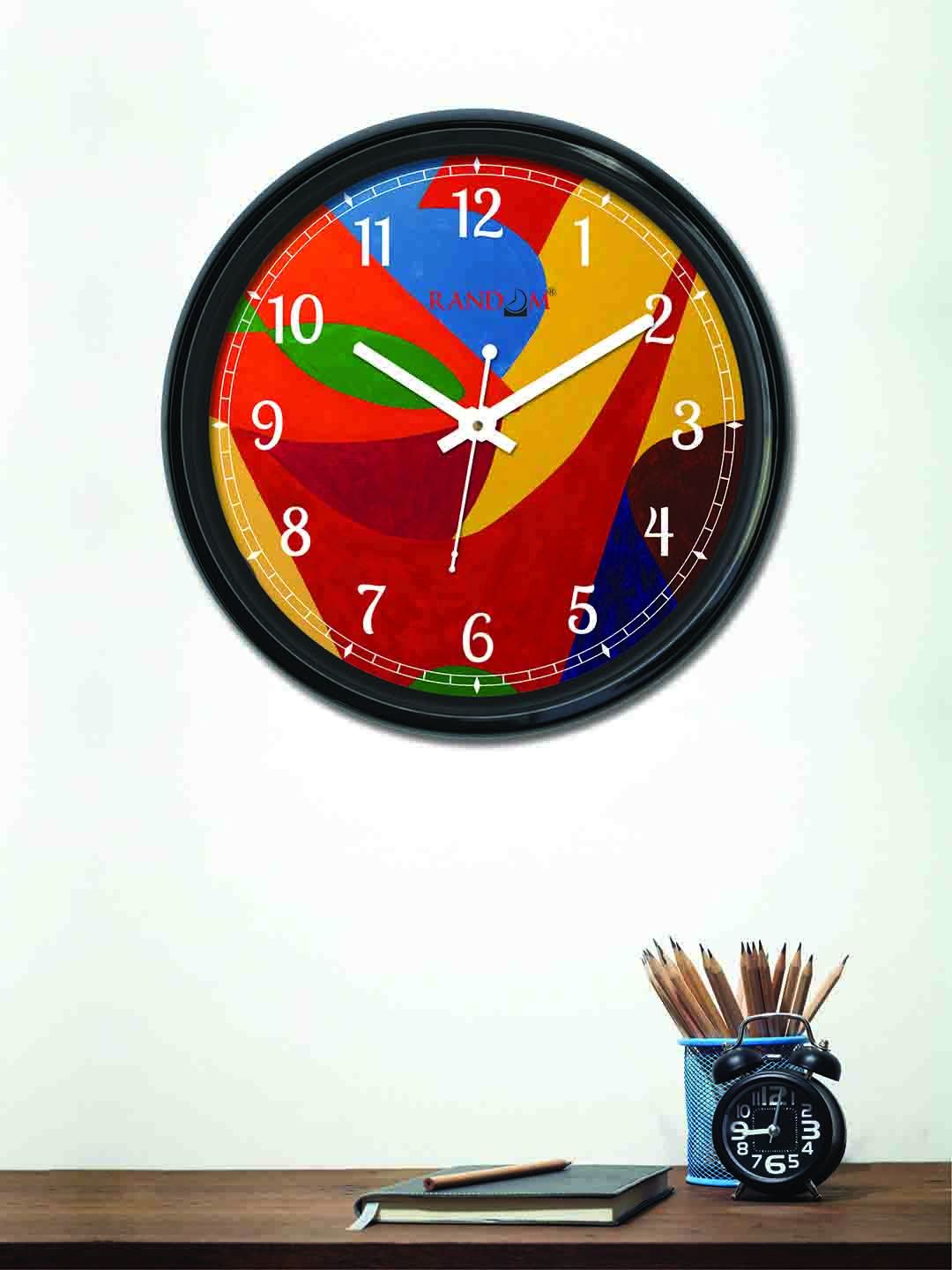RANDOM Multicoloured Round Printed 30cm Analogue Wall Clock Price in India