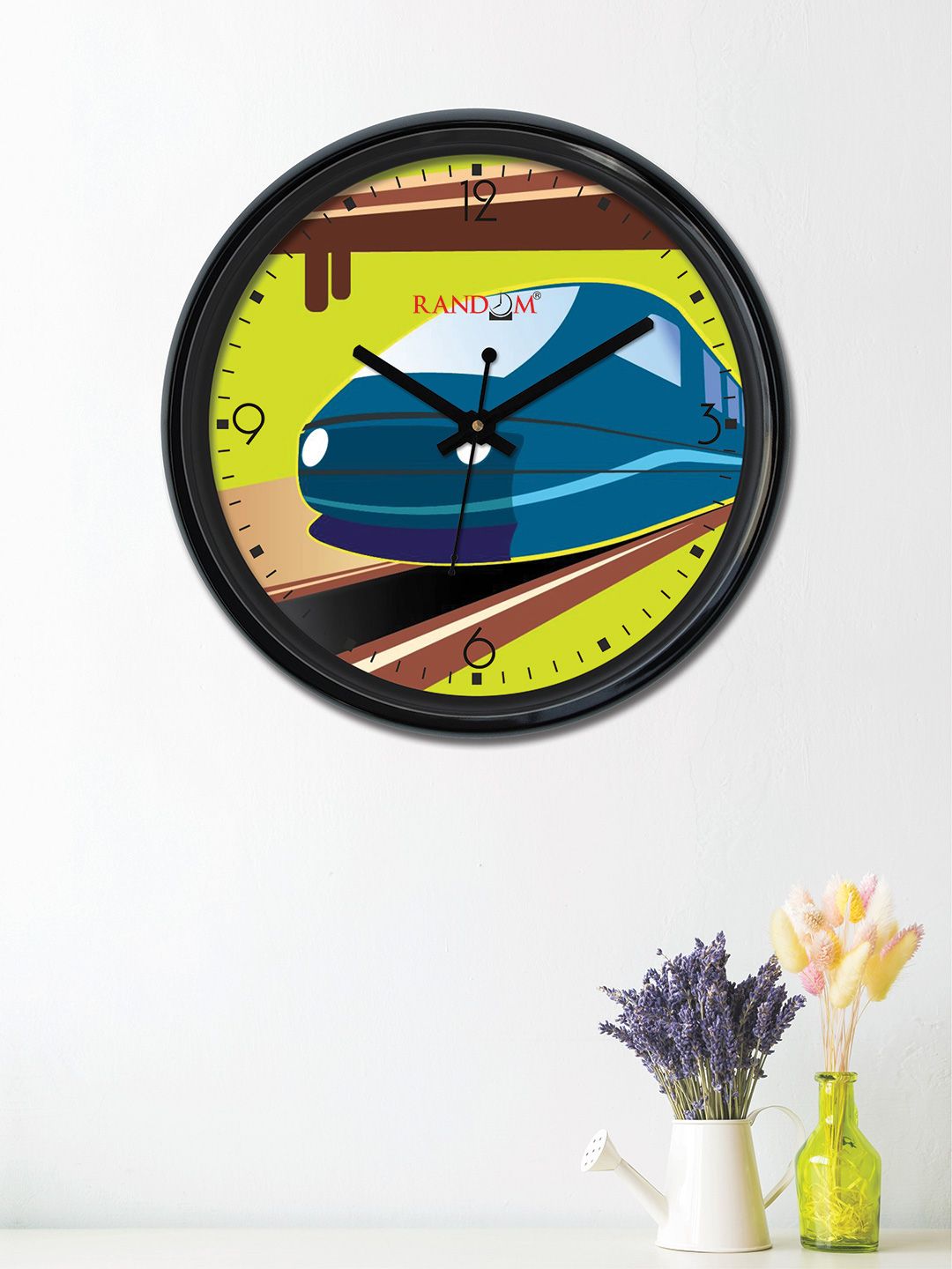 RANDOM Green & Blue Round Printed 30 cm Analogue Wall Clock Price in India