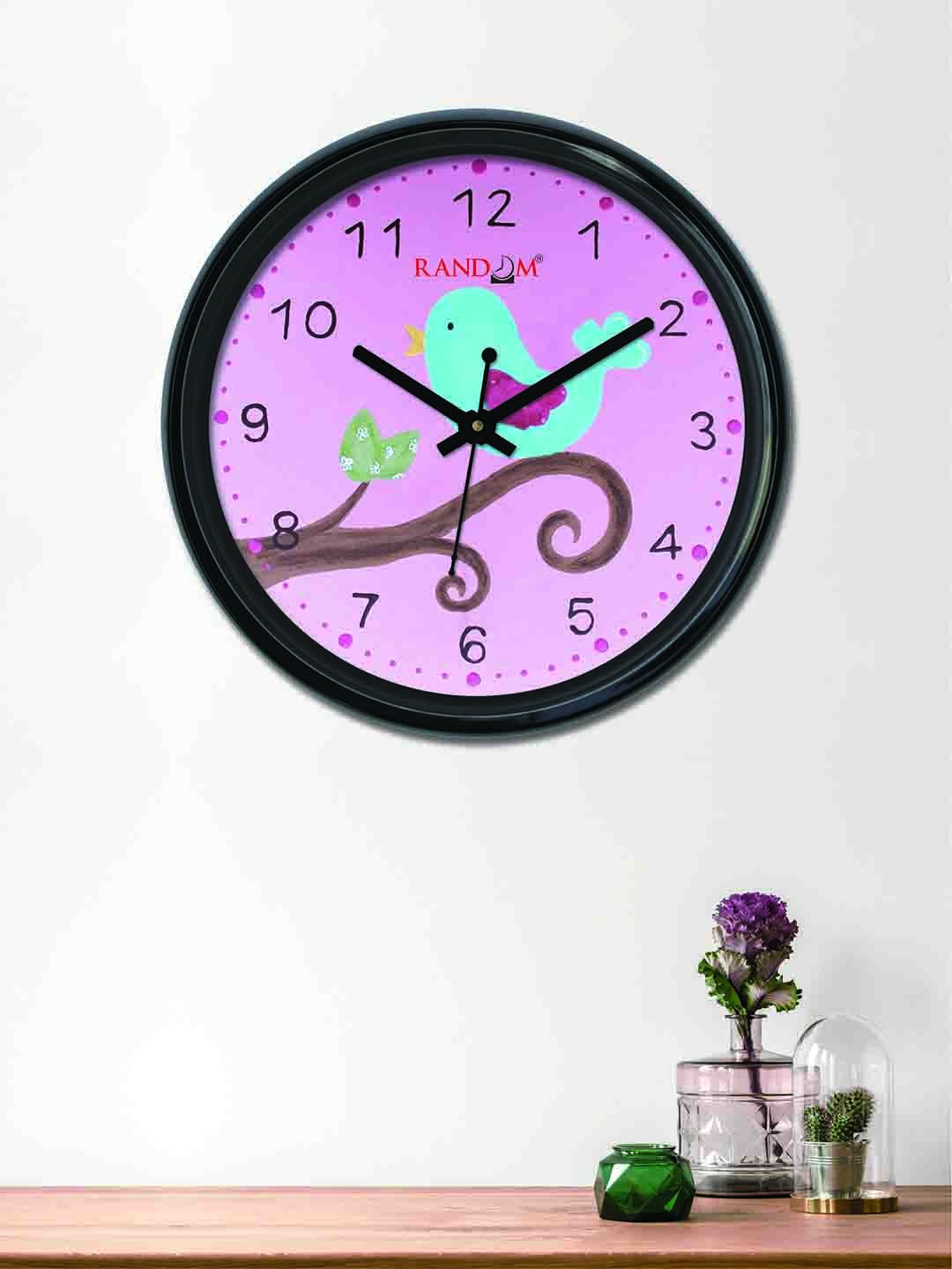 RANDOM Pink Round Printed Analogue Wall Clock 30 cm Price in India