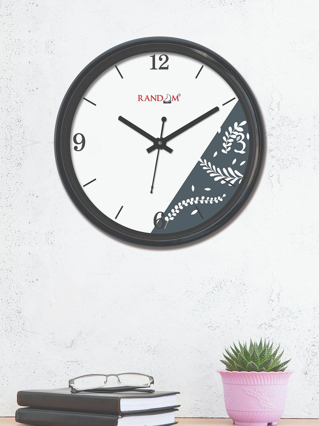 RANDOM Grey & White Round Printed 30 cm Analogue Wall Clock Price in India