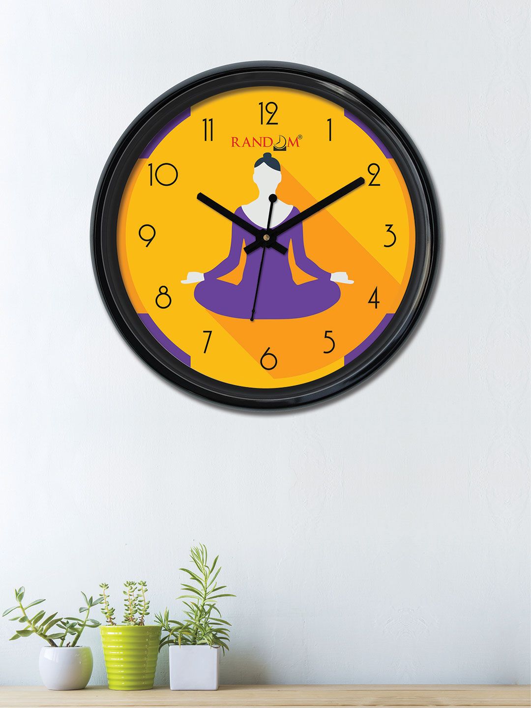 RANDOM Mustard & Purple Dial 30 cm x 30 cm Round Printed Analogue Wall Clock Price in India