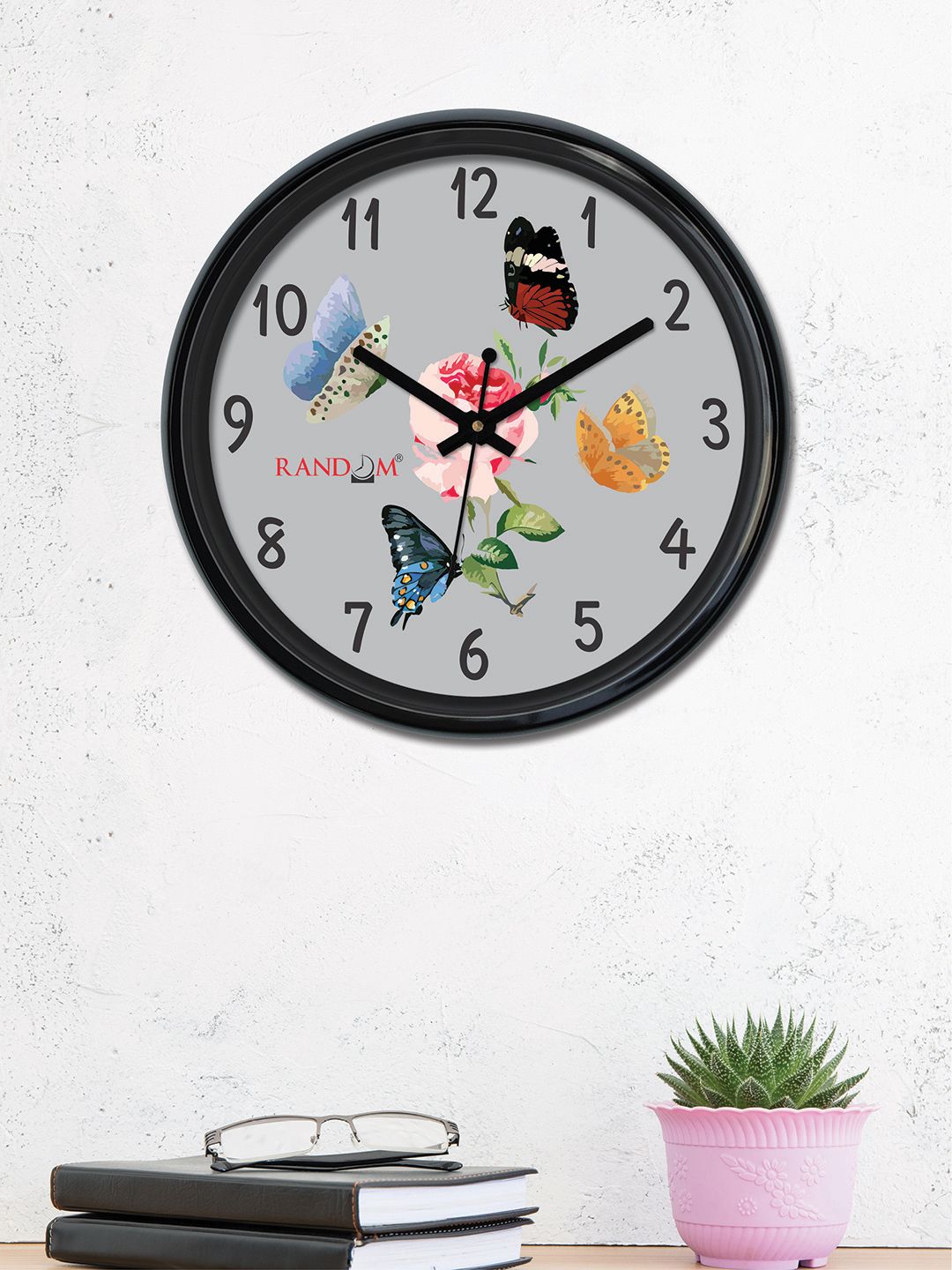 RANDOM Grey Round Printed Analogue Wall Clock (30 x 30 x 5) Price in India
