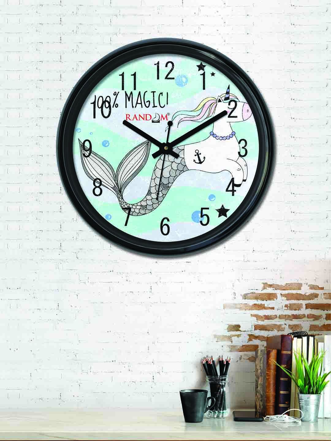 RANDOM Multicoloured Round Printed 30cm Analogue Wall Clock Price in India