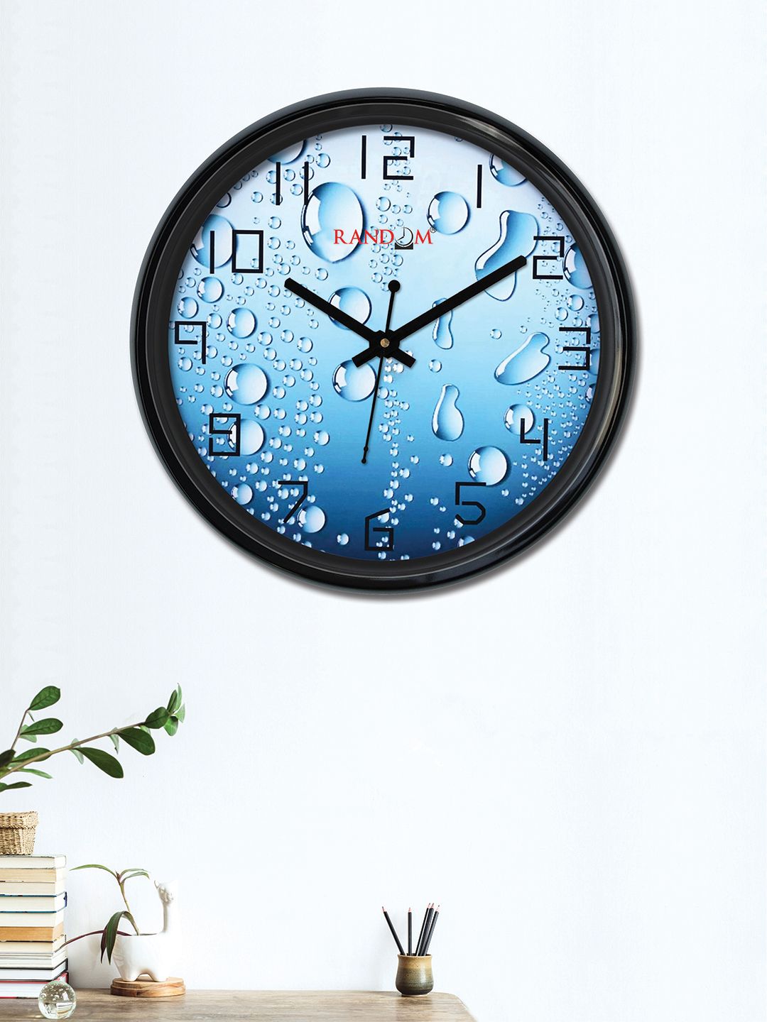 RANDOM Turquoise Blue Round Printed 30cm Analogue Wall Clock Price in India