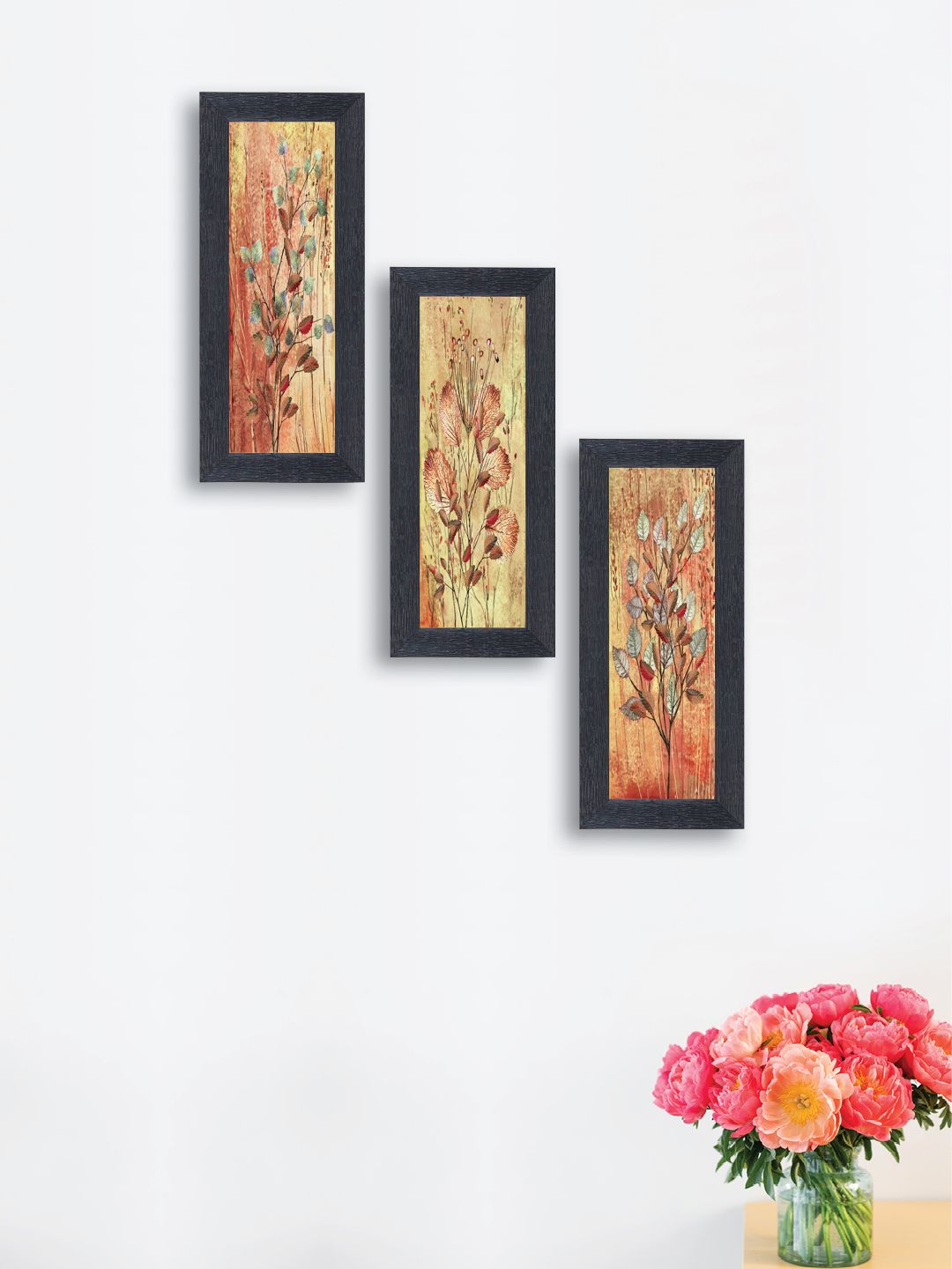 nest ART Set of 3 Multicoloured Synthetic Wood Wall Art Price in India