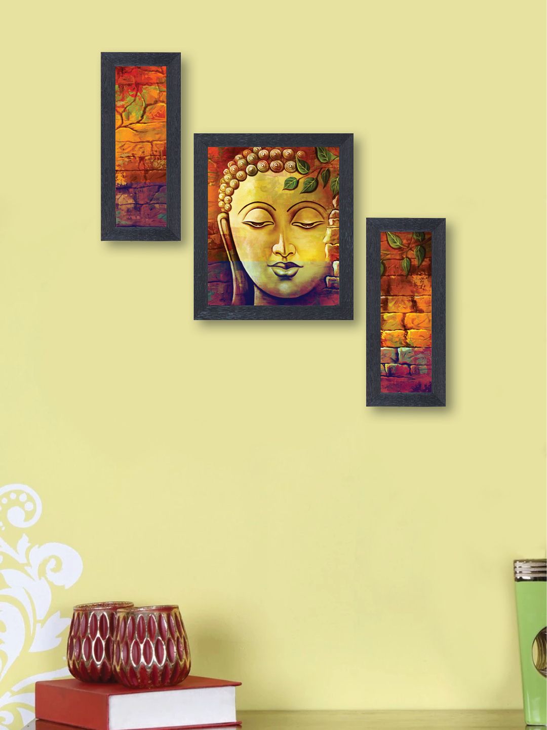 nest ART Set of 3 Multicoloured Synthetic Wood Wall Art Price in India