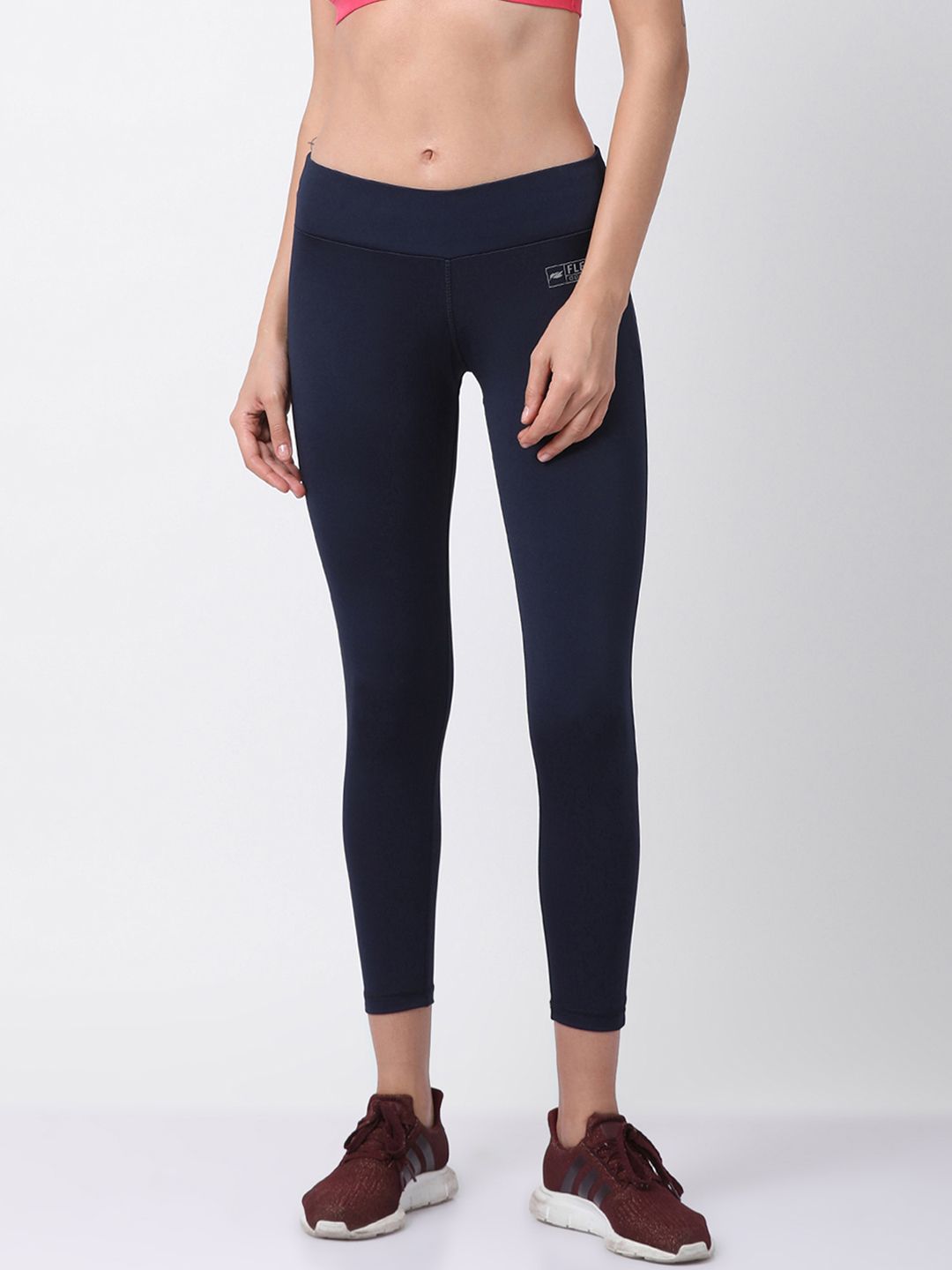 GOLDSTROMS Women Navy Blue Solid Dri Fit Tights Price in India