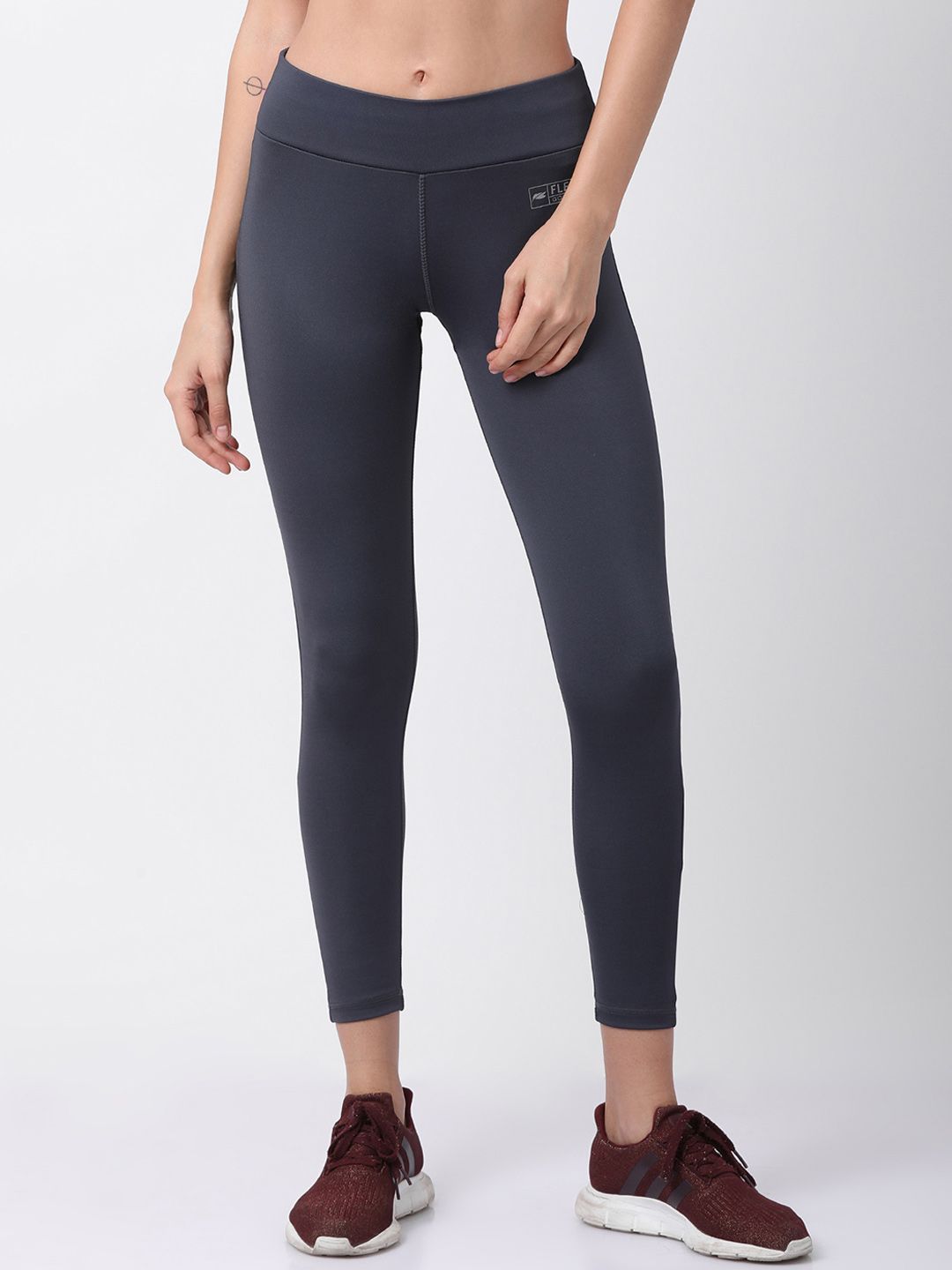 GOLDSTROMS Women Grey Solid Dri Fit Tights Price in India