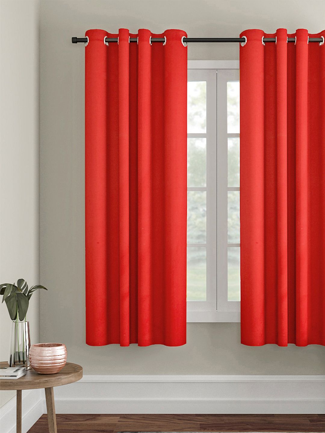 Soumya Red Set of Single Window Curtains Price in India