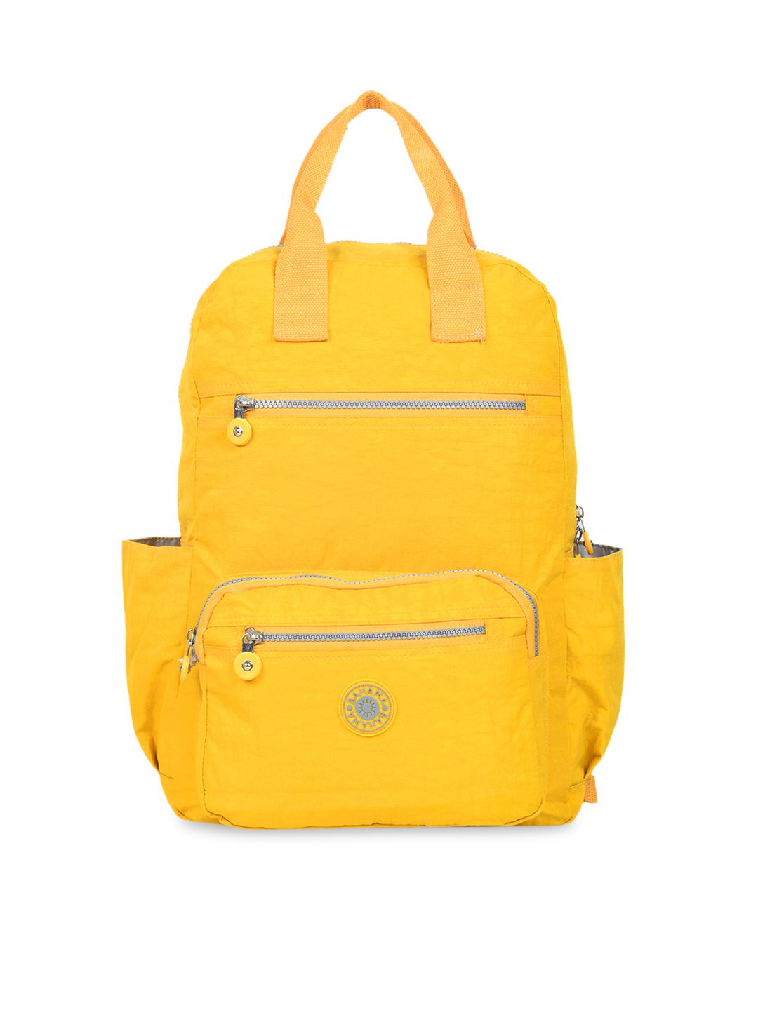 BAHAMA Crinkle Unisex Yellow Solid Backpack Price in India