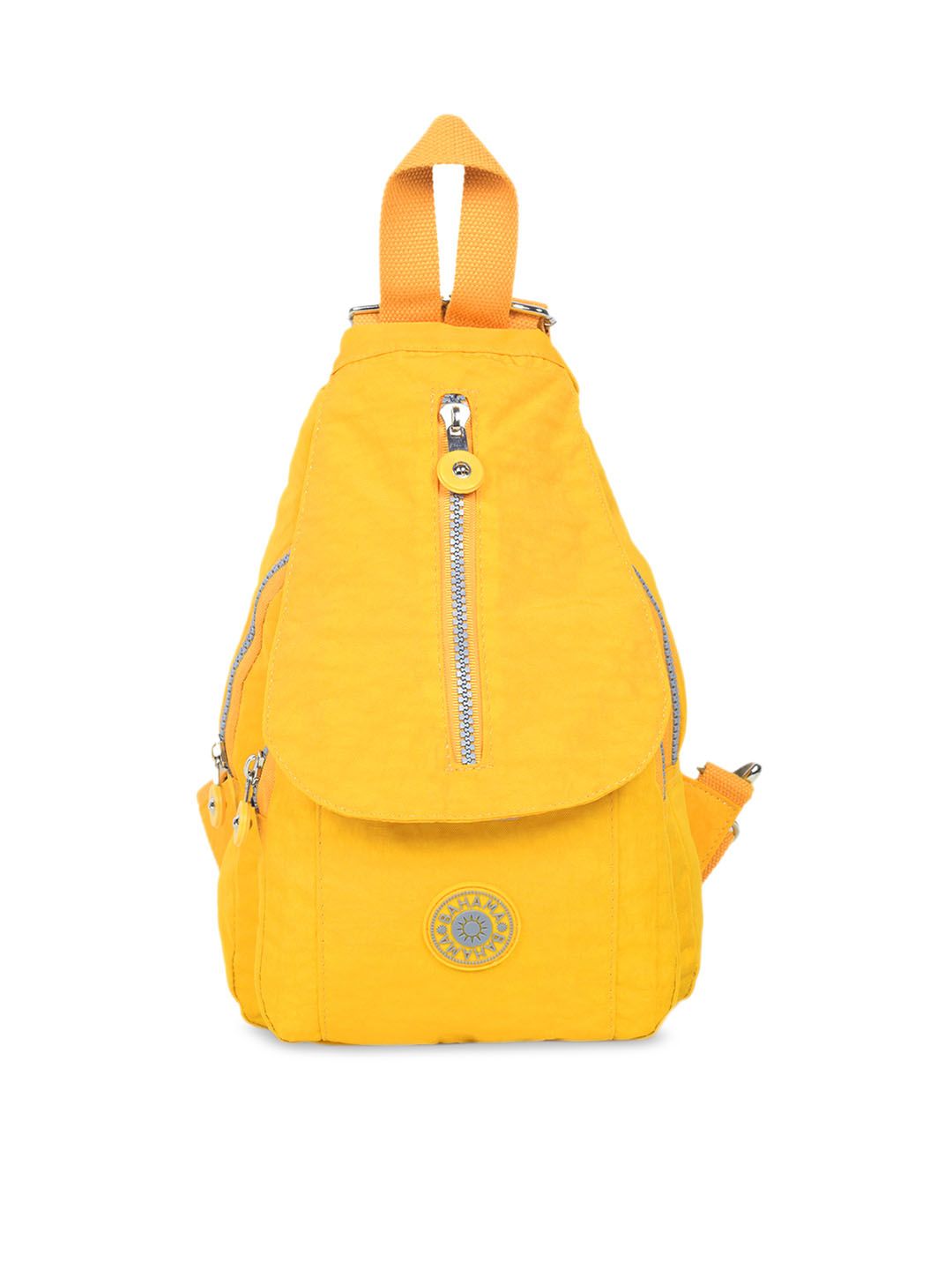 BAHAMA Crinkle Unisex Yellow Solid Backpack Price in India