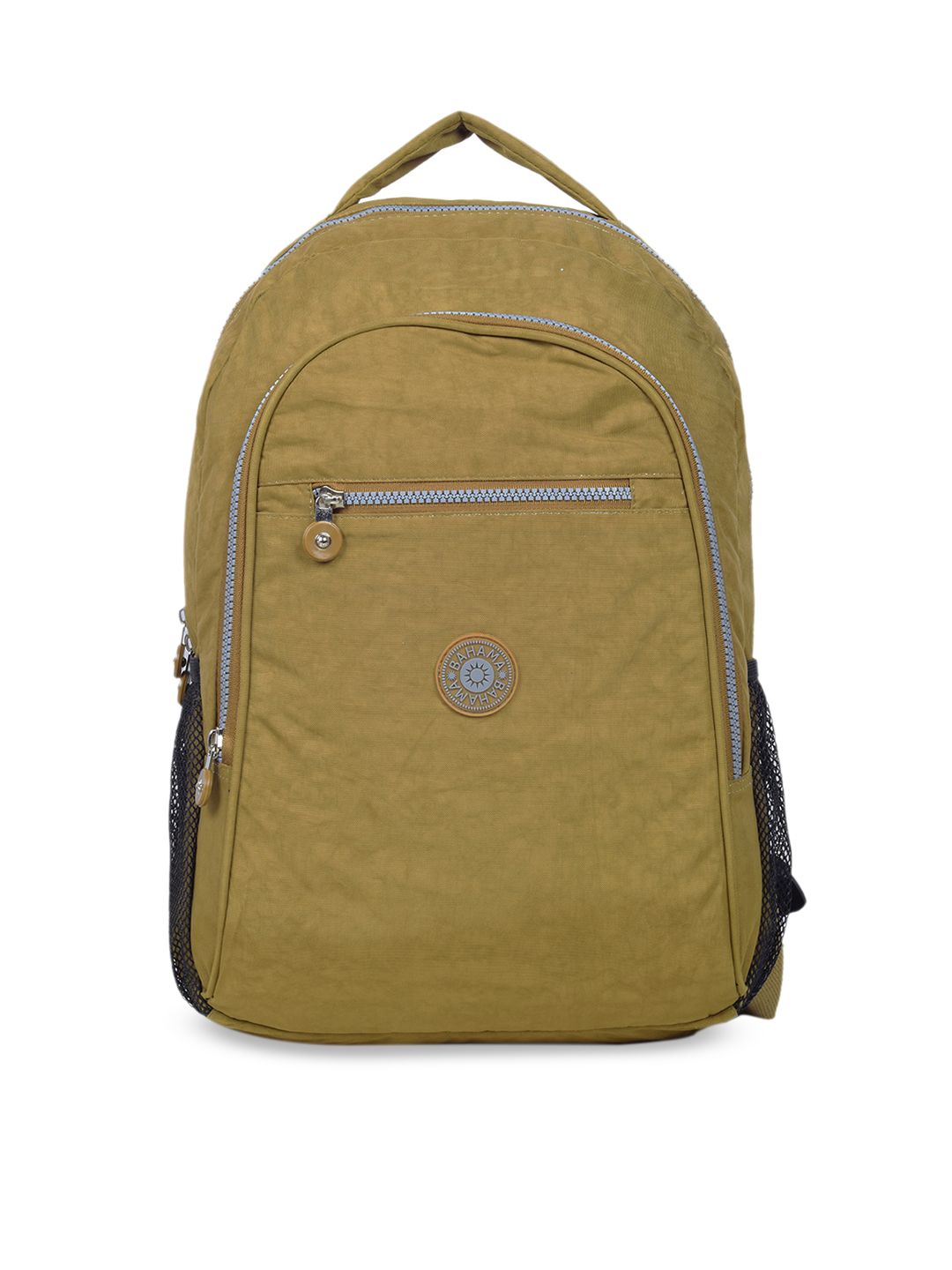BAHAMA Crinkle Unisex Mustard Yellow Solid Backpack Price in India