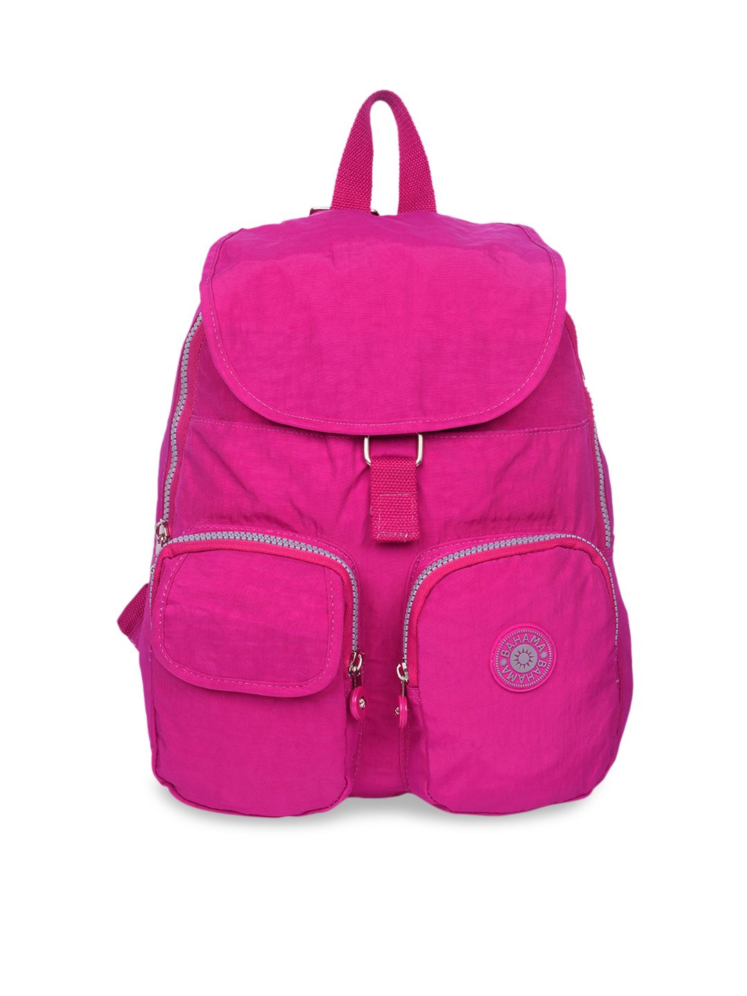 BAHAMA Crinkle Unisex Fuchsia Pink Solid Backpack Price in India