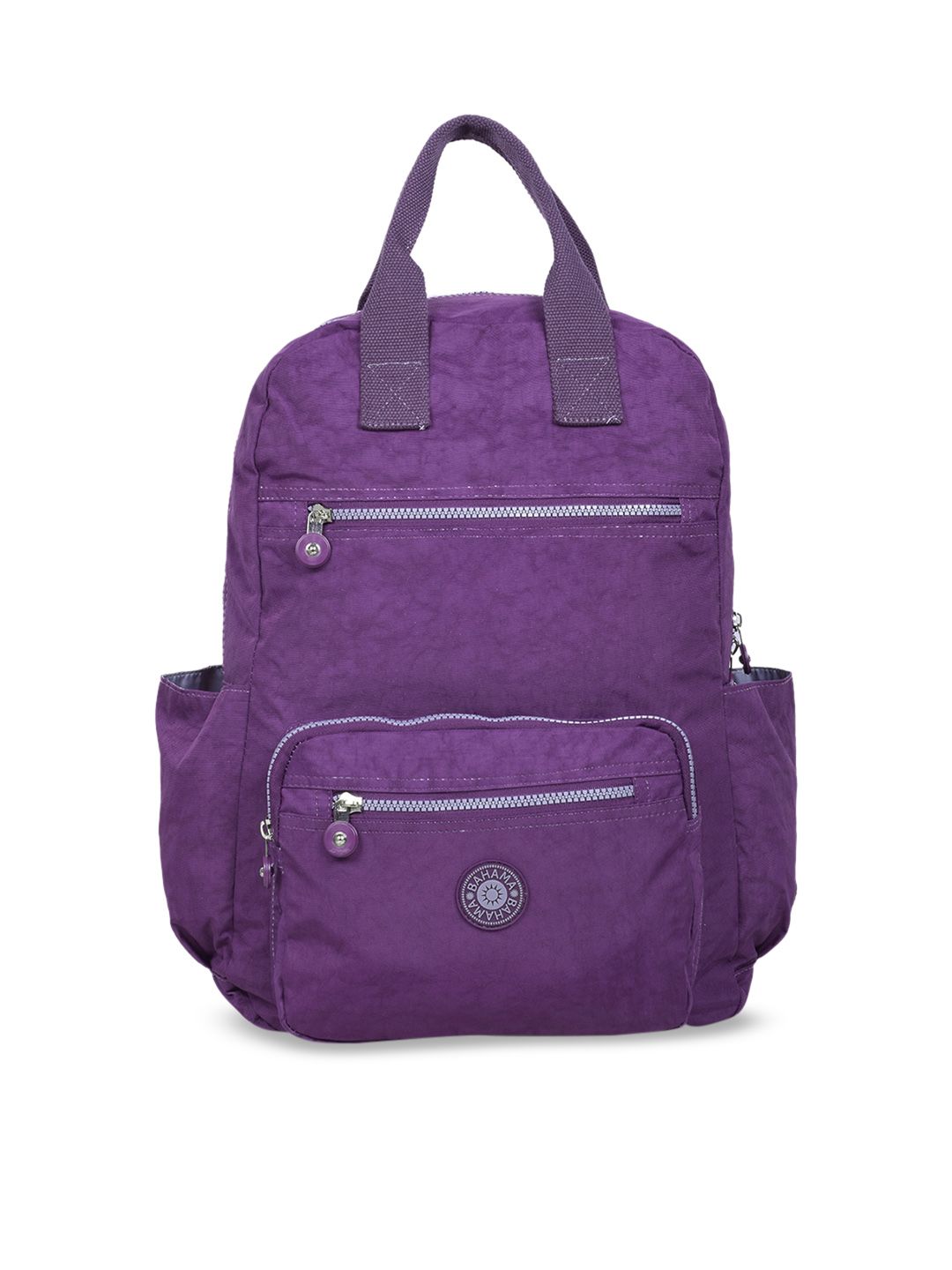 BAHAMA Crinkle Unisex Purple Solid Backpack Price in India