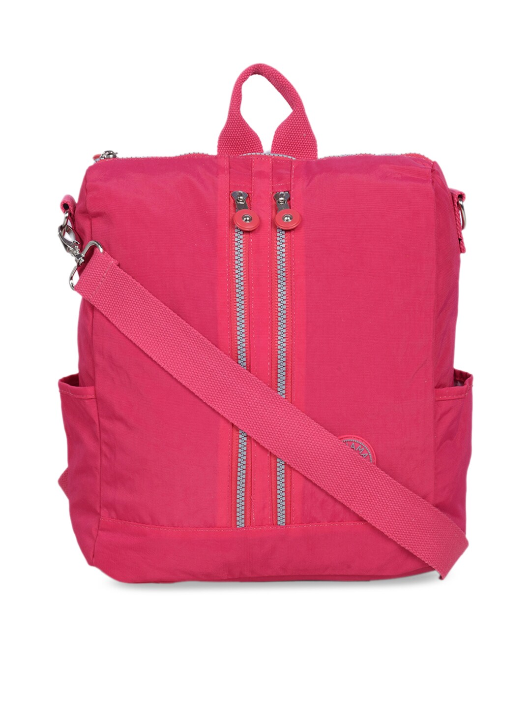 BAHAMA Crinkle Unisex Fuchsia Red Solid Backpack Price in India