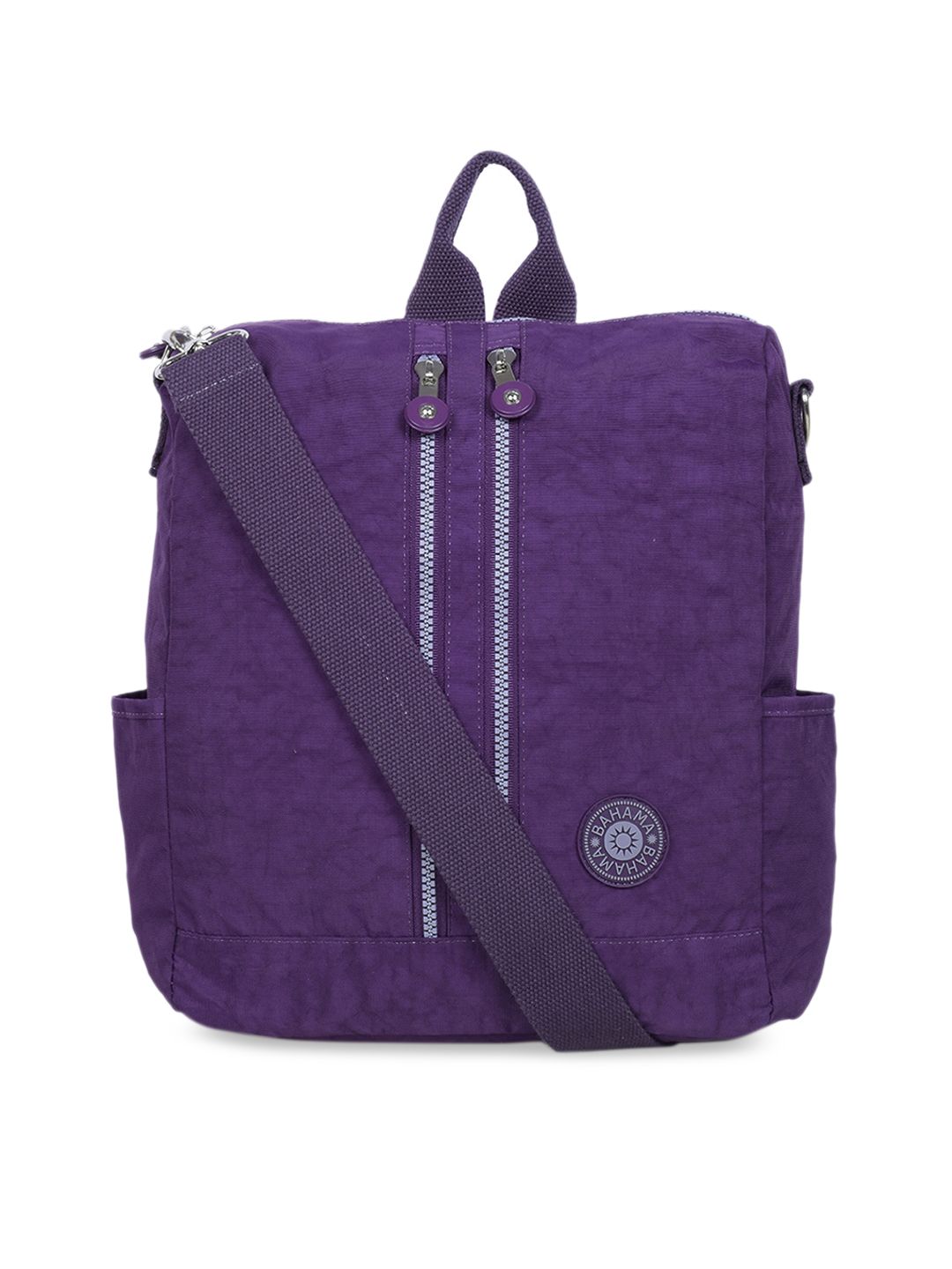 BAHAMA Crinkle Unisex Purple Solid Backpack Price in India