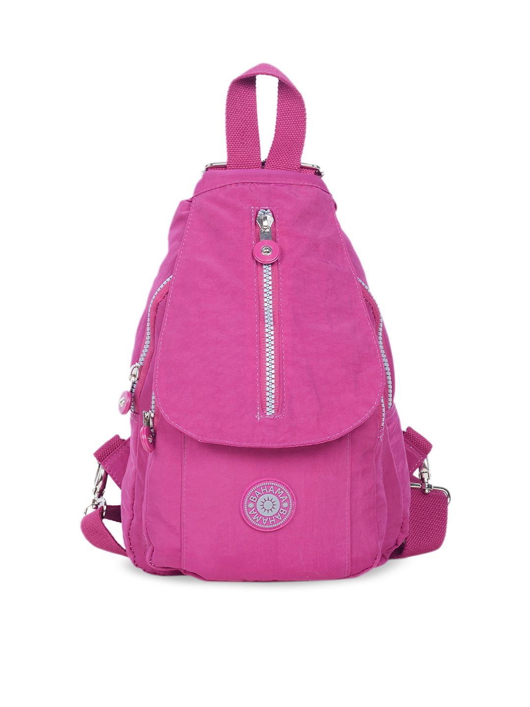 BAHAMA Crinkle Unisex Pink Solid Backpack Price in India