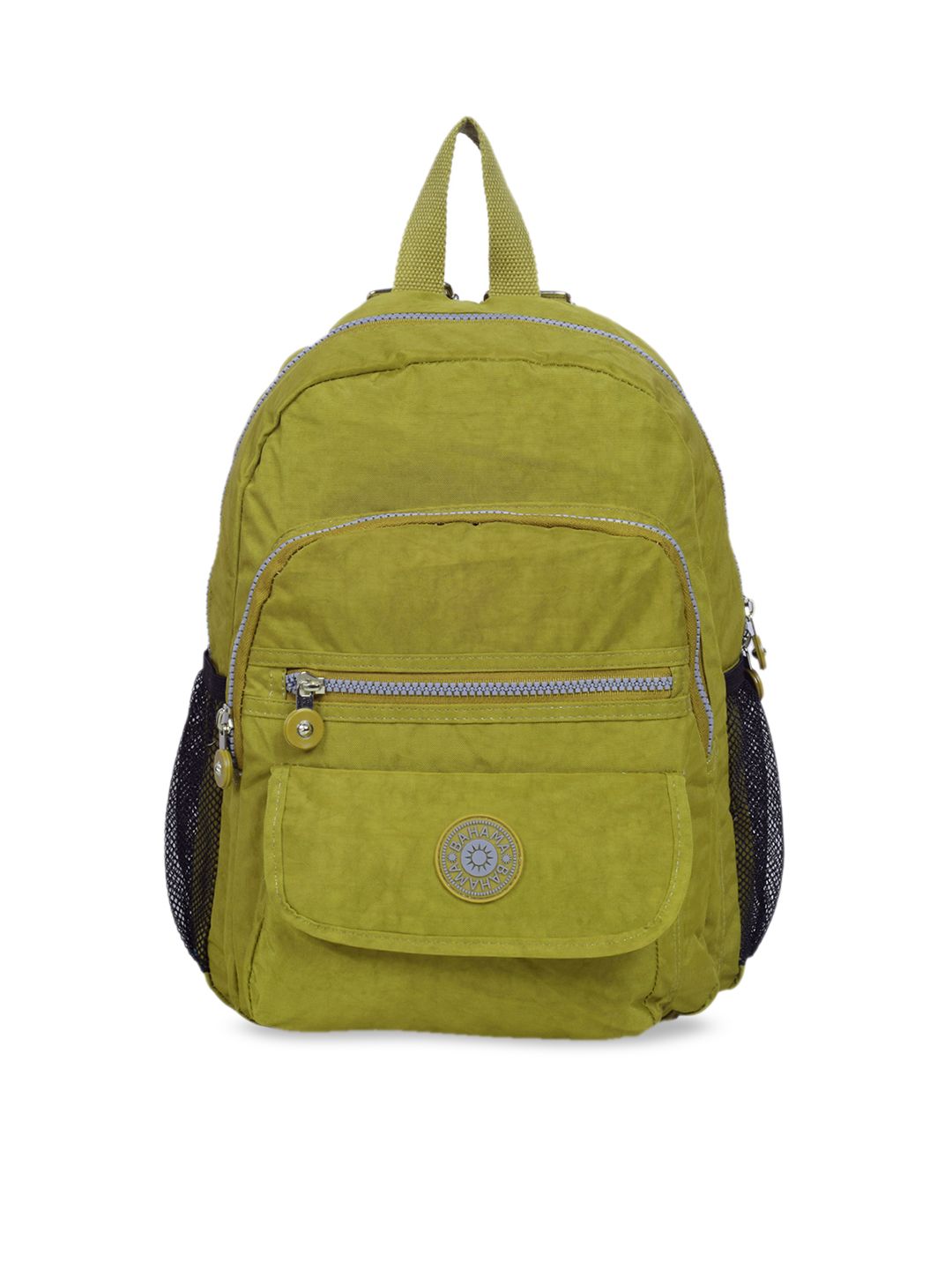 BAHAMA Crinkle Unisex Yellow Solid Backpack Price in India