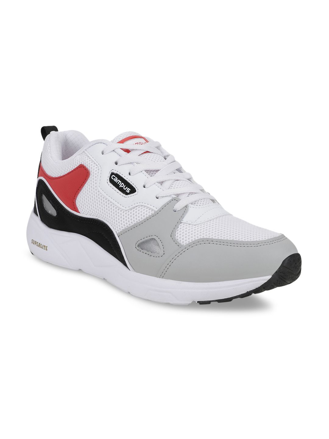 Campus Men White & Black Mesh Running Shoes