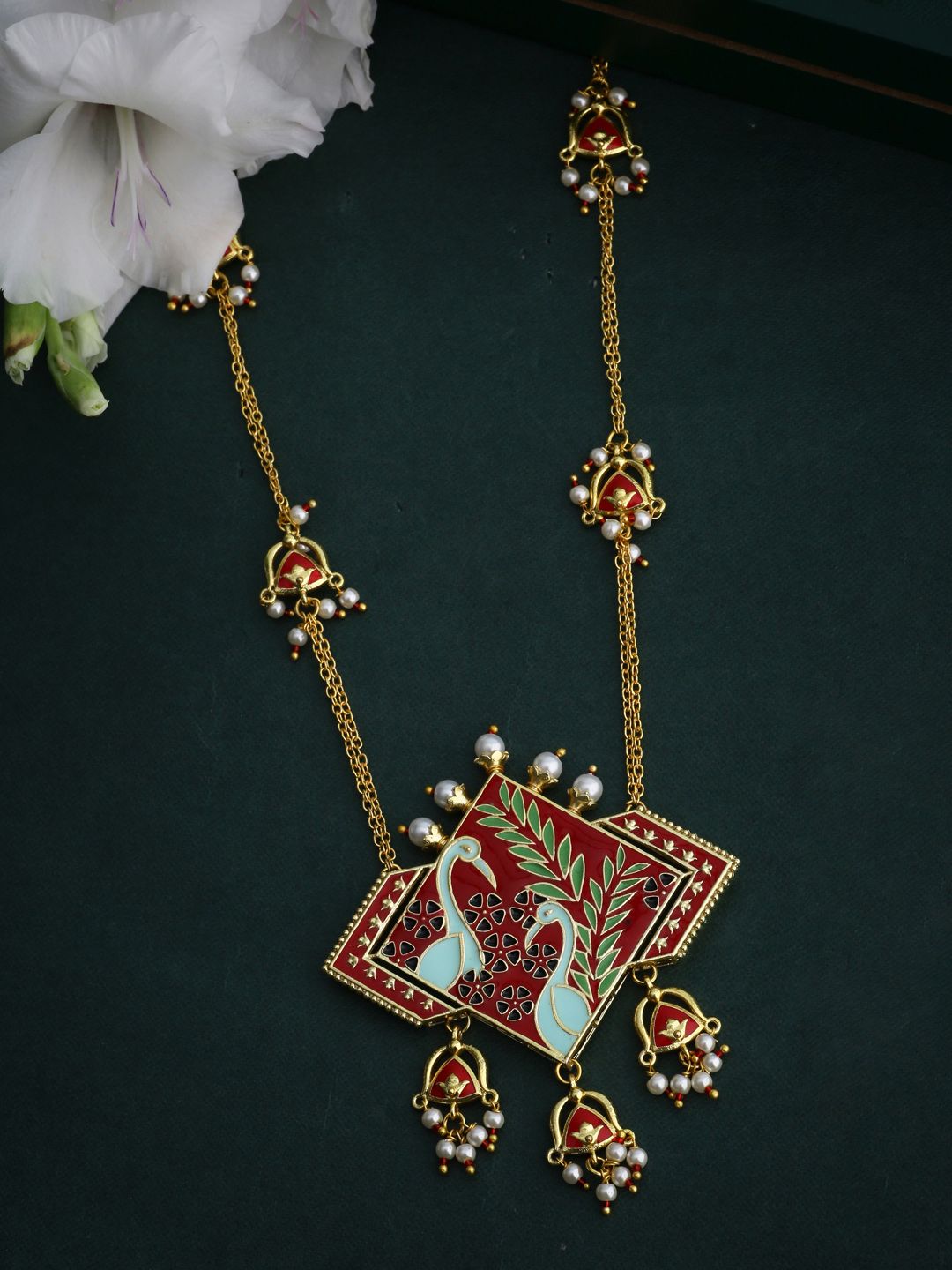 Studio Voylla Gold-Plated Enamelled Necklace Price in India