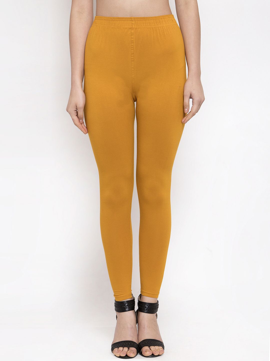 TAG 7 Women Mustard Yellow Solid Ankle-Length Leggings Price in India