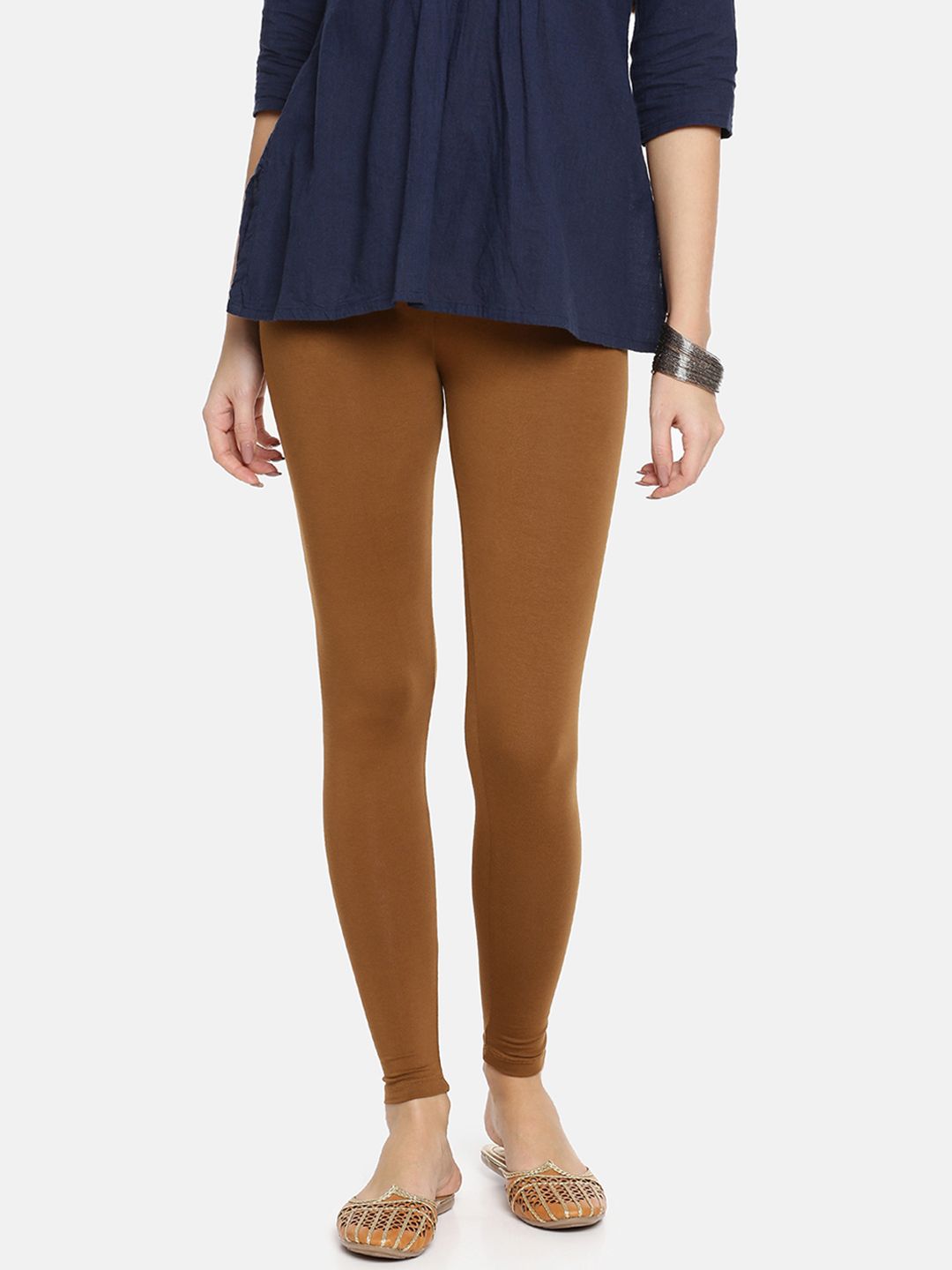 TWIN BIRDS Women Brown Solid Ankle-Length Leggings Price in India