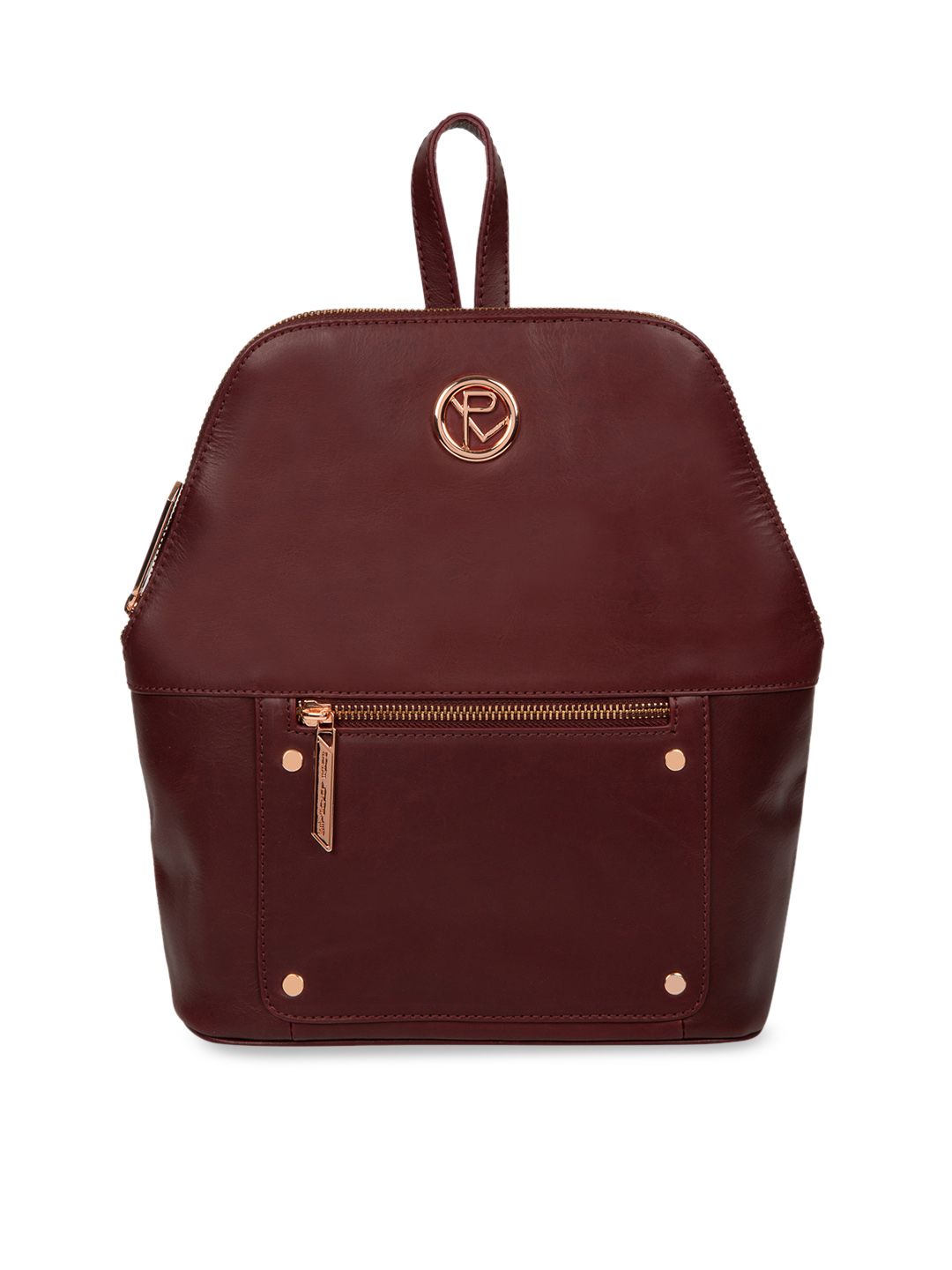PURE LUXURIES LONDON Women Burgundy Rubens Handcrafted Genuine Leather Solid Backpack Price in India
