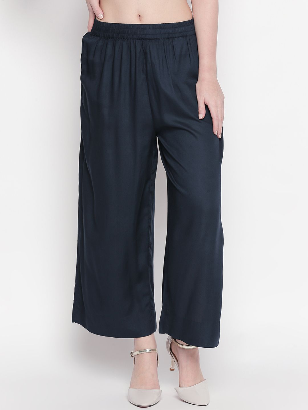 RANGMANCH BY PANTALOONS Women Blue Solid Straight Palazzos