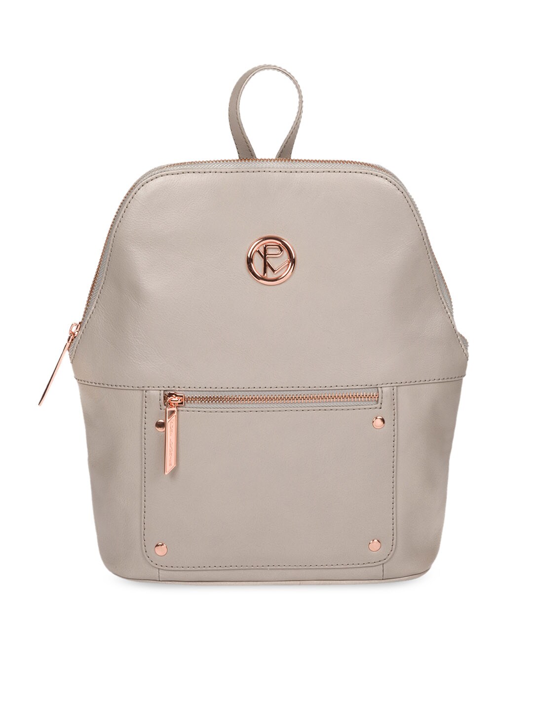 PURE LUXURIES LONDON Women Grey Rubens Handcrafted Genuine Leather Solid Backpack Price in India