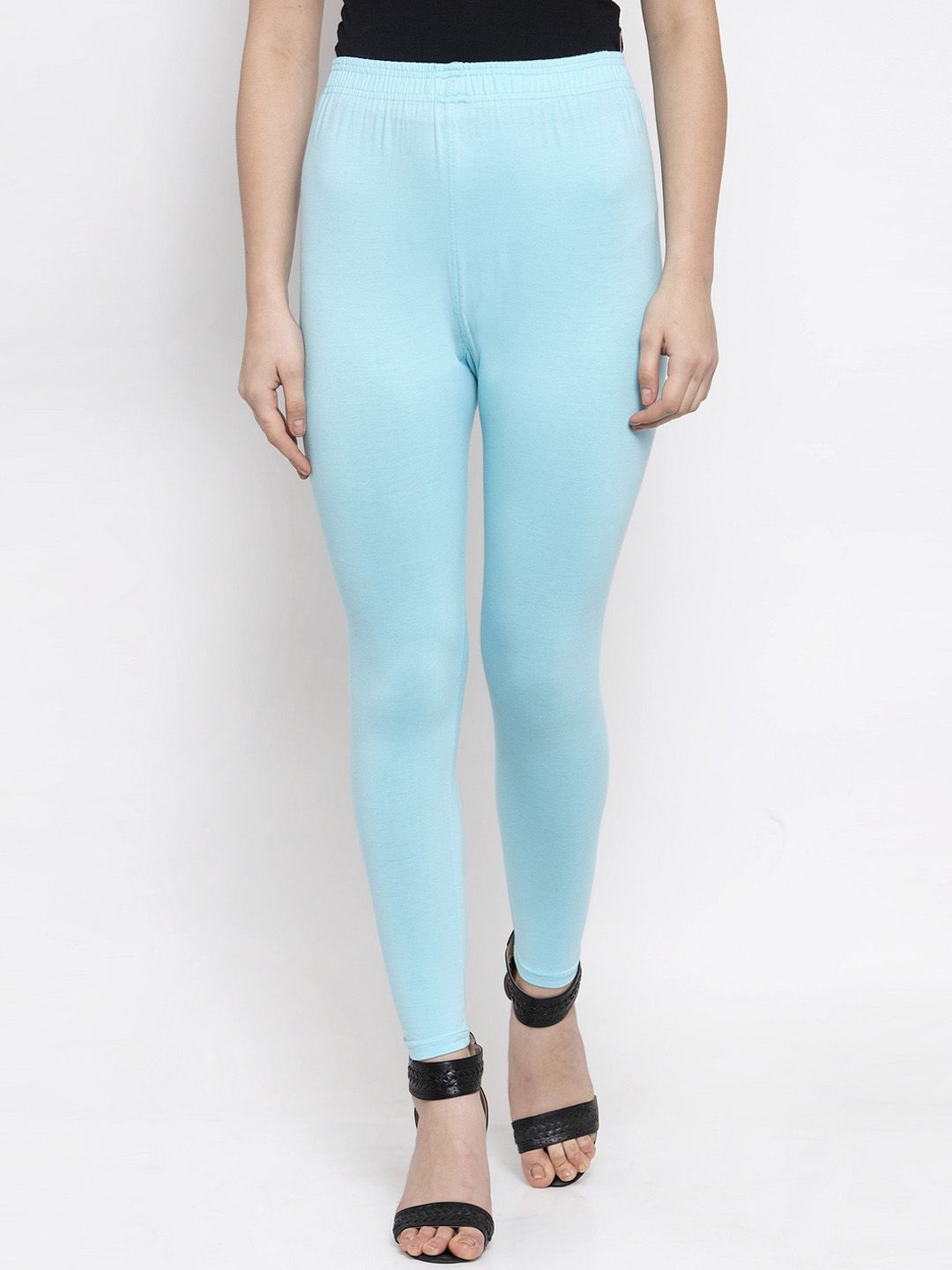 TAG 7 Women Turquoise Blue Solid Ankle-Length Leggings Price in India