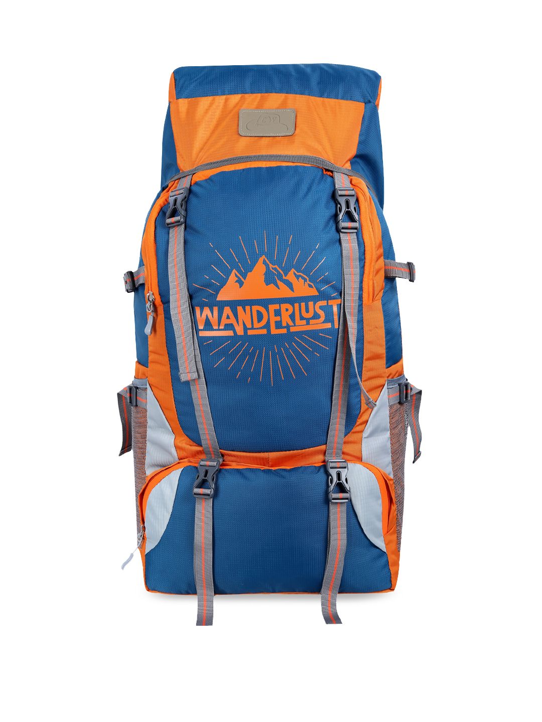 Leather World Unisex Blue & Orange Colourblocked 65 L Backpack Price in India