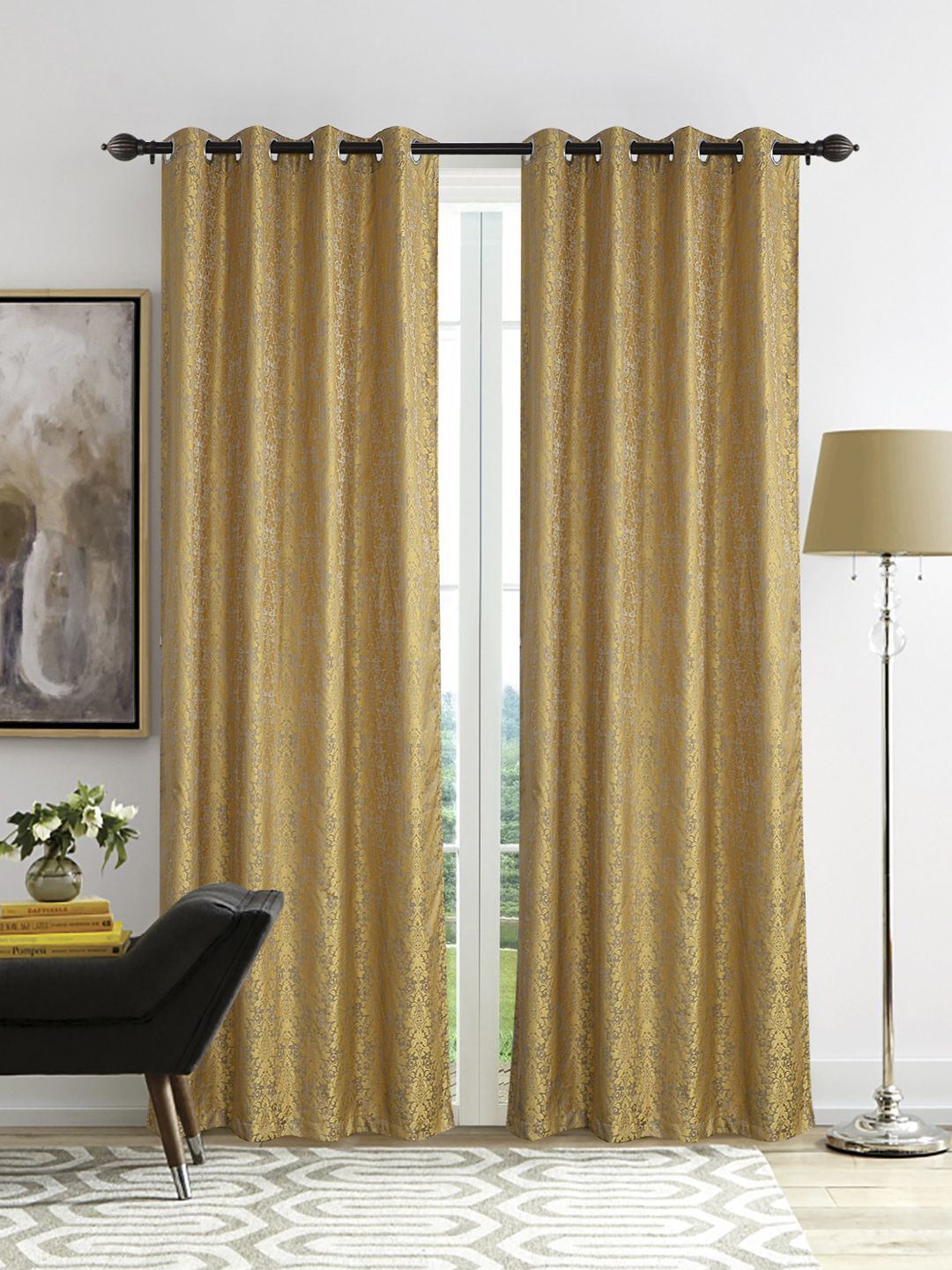 Deco Window Beige Set of 2 Curtains Price in India