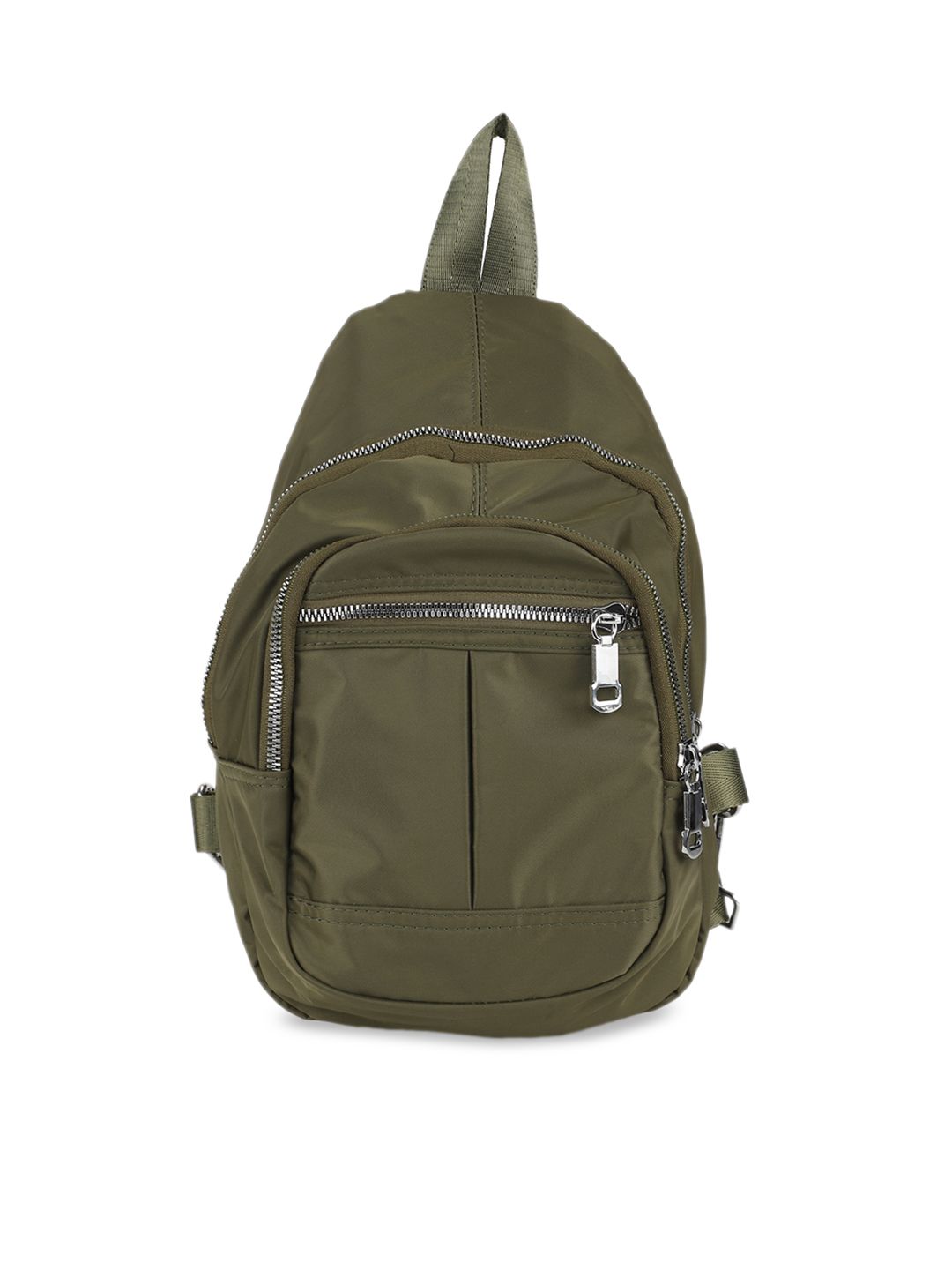 People Women Olive Green Solid Backpack Price in India
