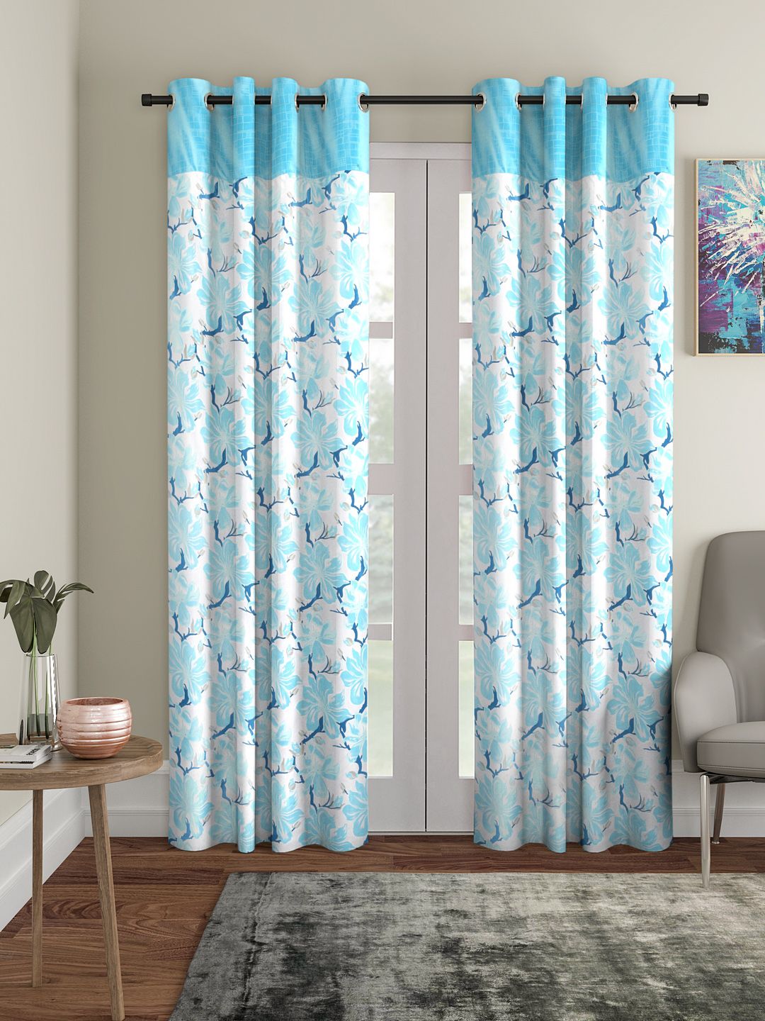 Cortina Blue Set of 2 Door Curtains Price in India