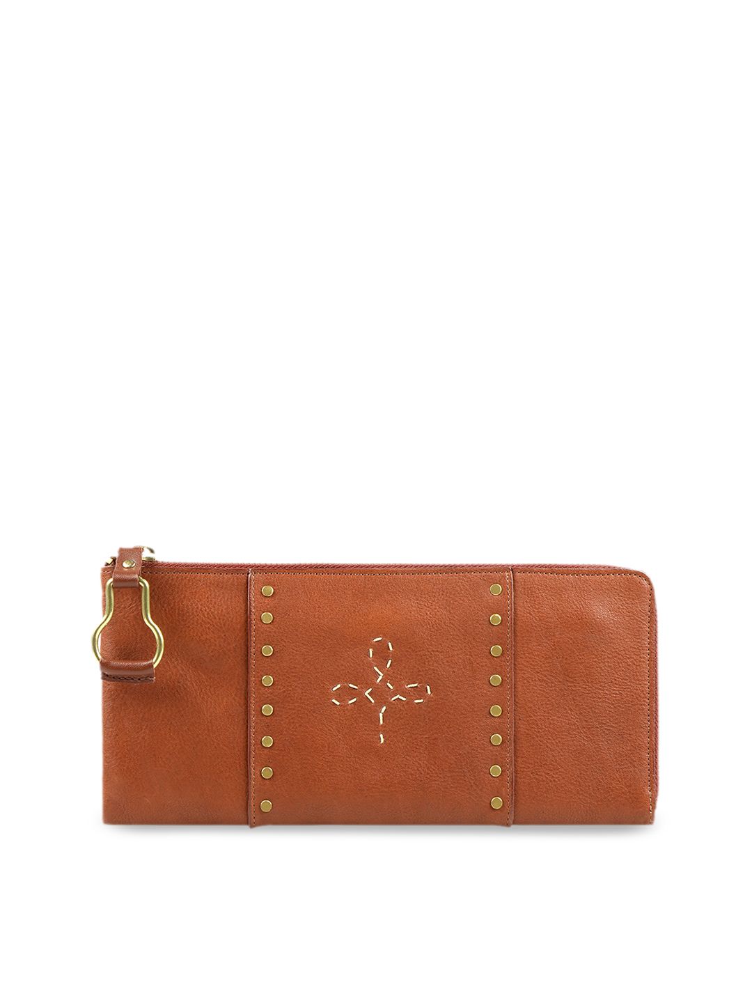 Hidesign Women Tan Brown Leather Solid Zip Around Wallet Price in India