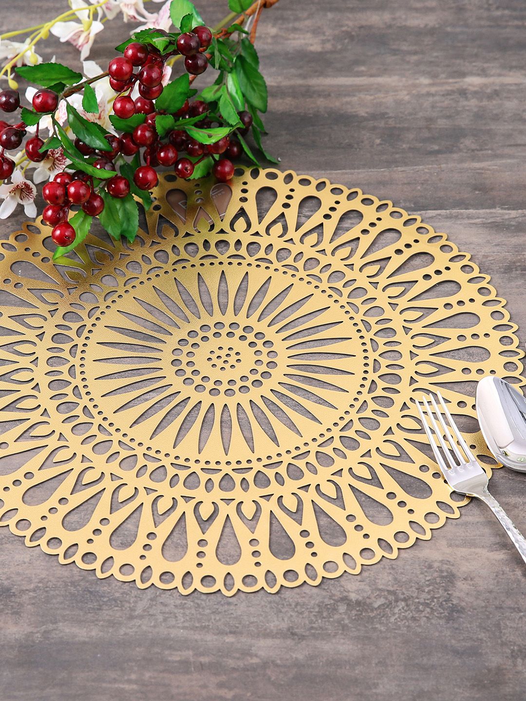 Pure Home and Living Set of 6 Gold-Toned Solid Table Placemats Price in India