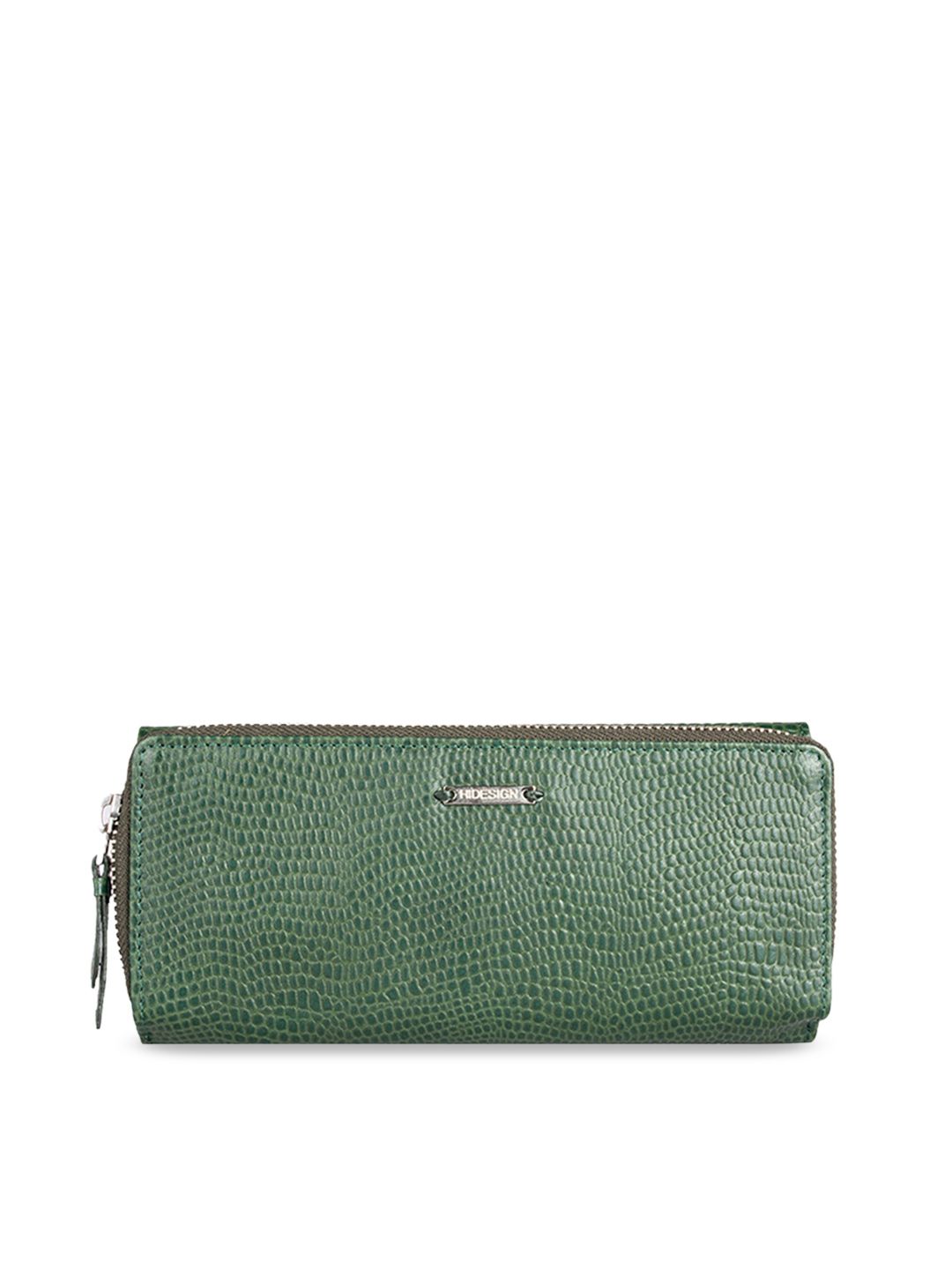 Hidesign Women Green Textured Three Fold Wallet Price in India