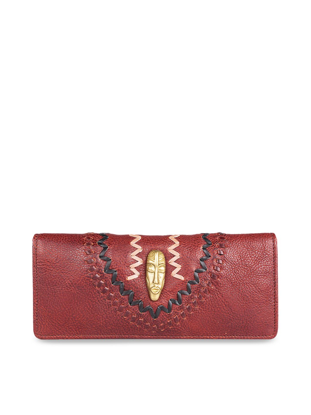 Hidesign Women Red Self Design Leather Two Fold Wallet Price in India