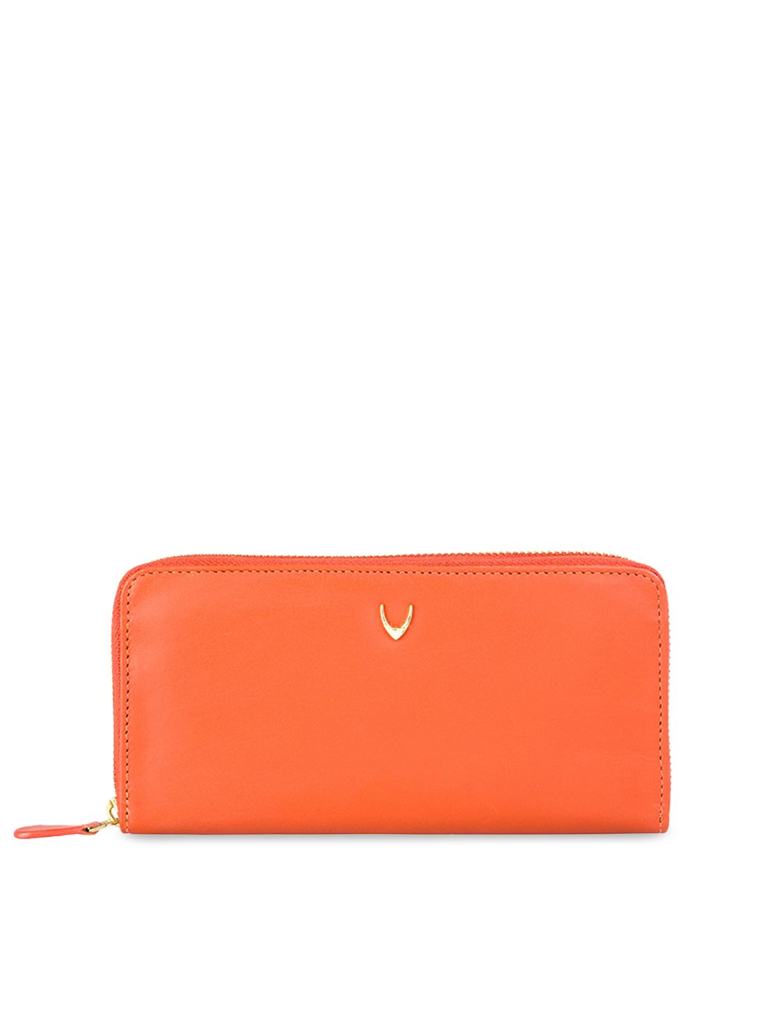 Hidesign Women Orange Solid Zip Around Leather Wallet Price in India