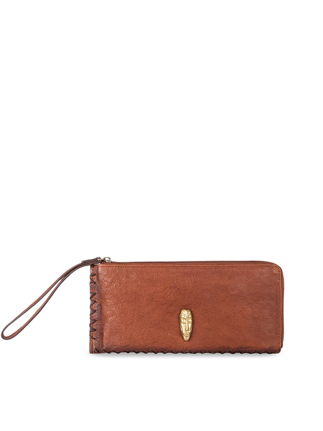Hidesign Women Tan Brown Solid Leather Zip Around Wallet Price in India