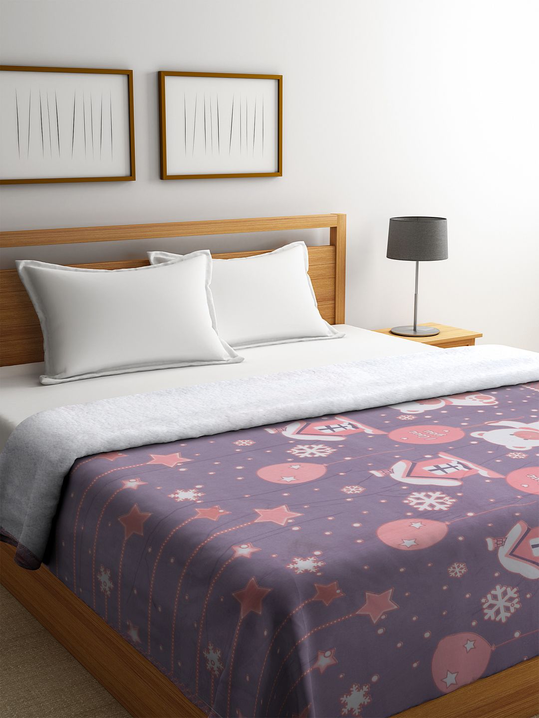 KLOTTHE Purple Cartoon Characters AC Room 450 GSM Double Bed Comforter Price in India