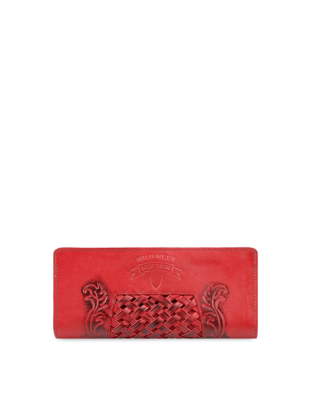 Hidesign Women Red Textured Two Fold Leather Wallet Price in India