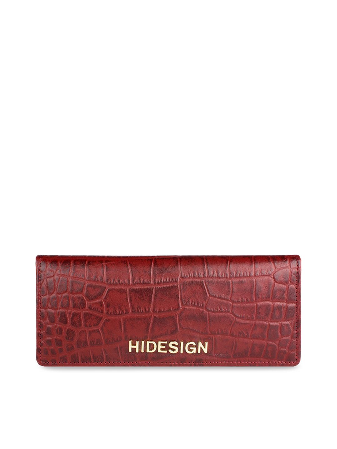 Hidesign Women Red Crocodile Skin Textured Leather Two Fold Wallet Price in India